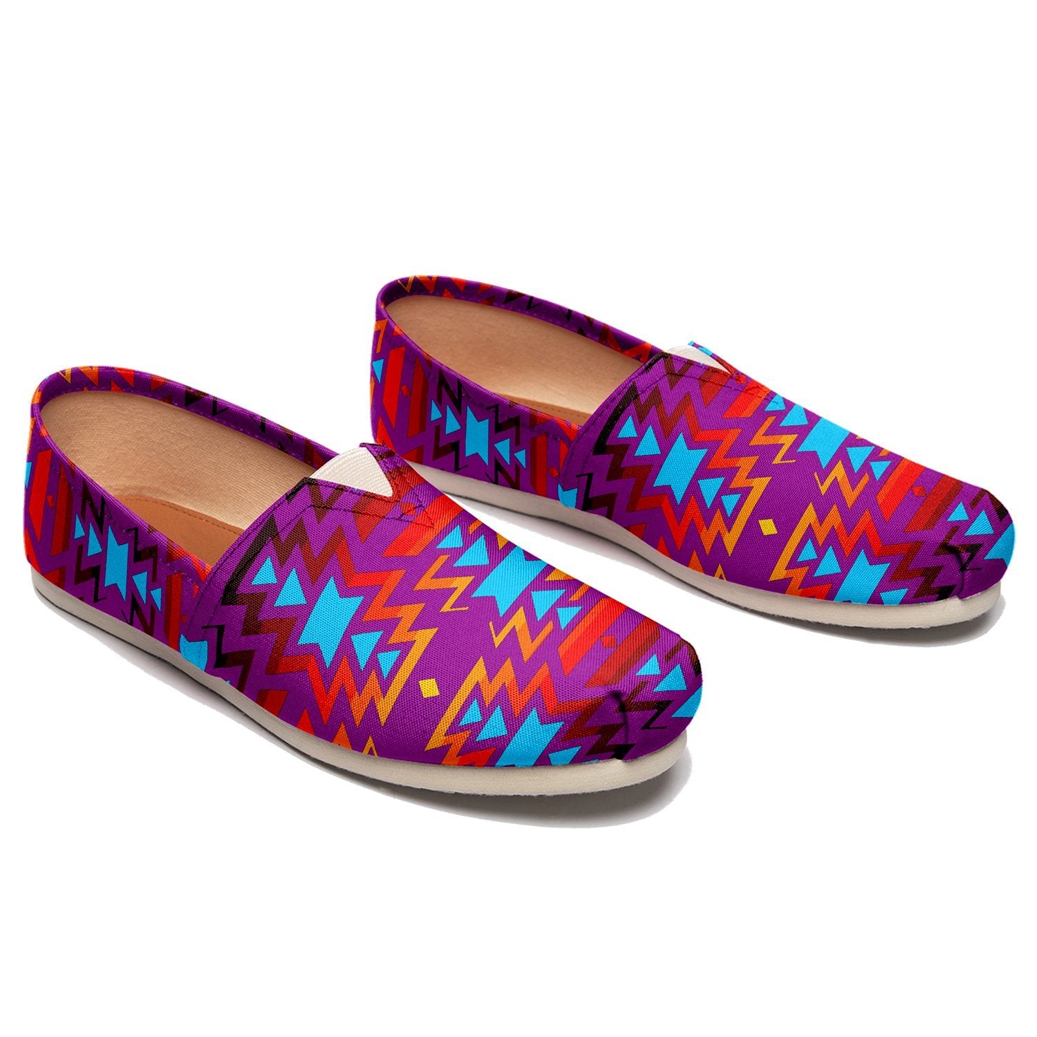 Fire Colors and Turquoise Purple Casual Unisex Slip On Shoe Herman