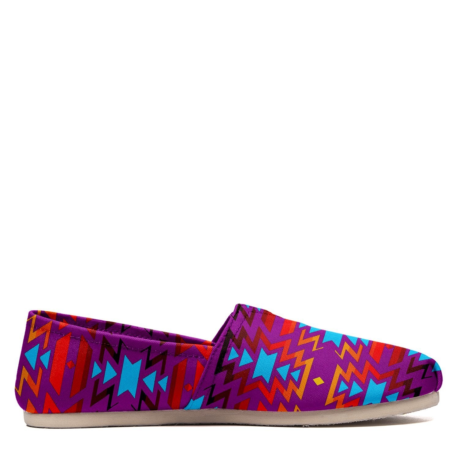 Fire Colors and Turquoise Purple Casual Unisex Slip On Shoe Herman
