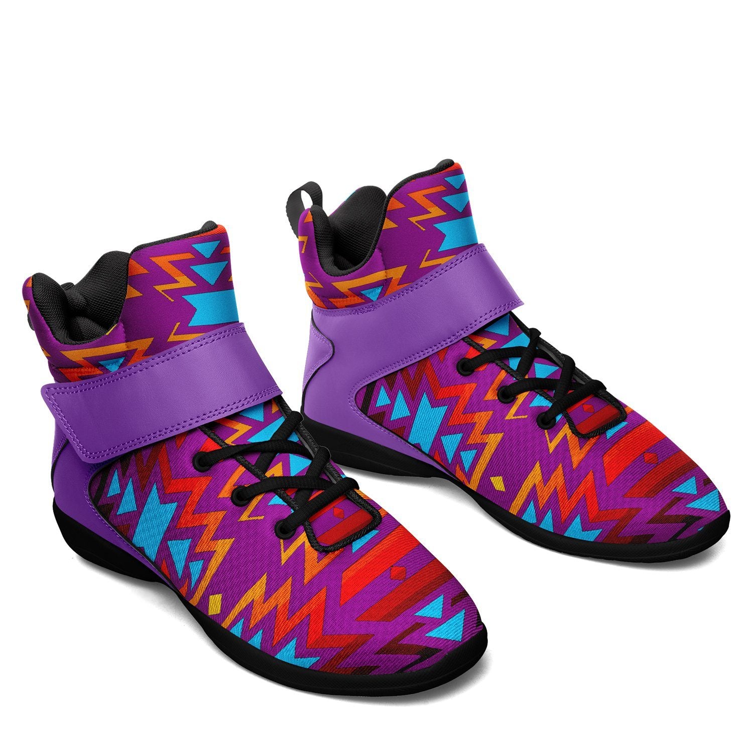 Fire Colors and Turquoise Purple Ipottaa Basketball / Sport High Top Shoes 49 Dzine