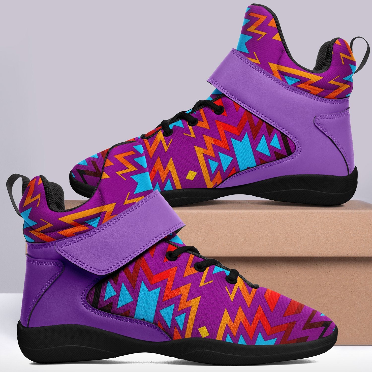 Fire Colors and Turquoise Purple Ipottaa Basketball / Sport High Top Shoes 49 Dzine