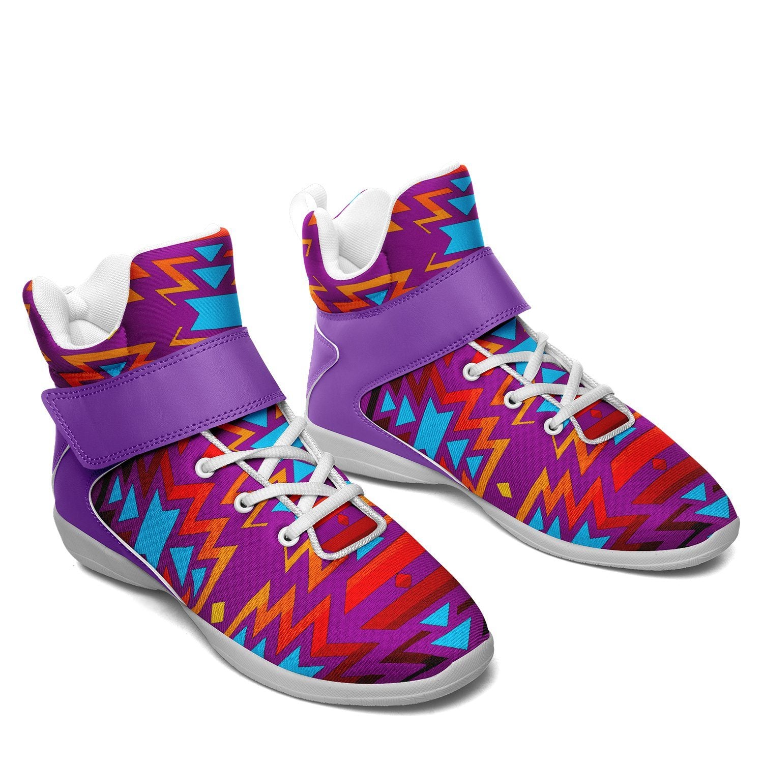 Fire Colors and Turquoise Purple Ipottaa Basketball / Sport High Top Shoes 49 Dzine