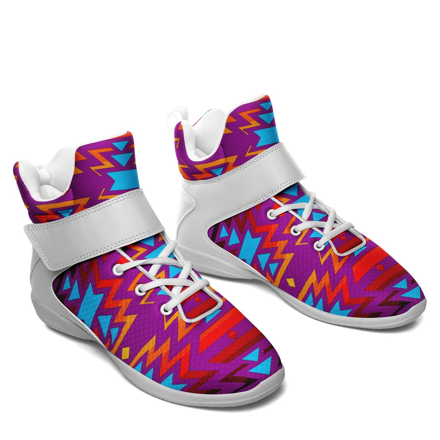 Fire Colors and Turquoise Purple Ipottaa Basketball / Sport High Top Shoes 49 Dzine