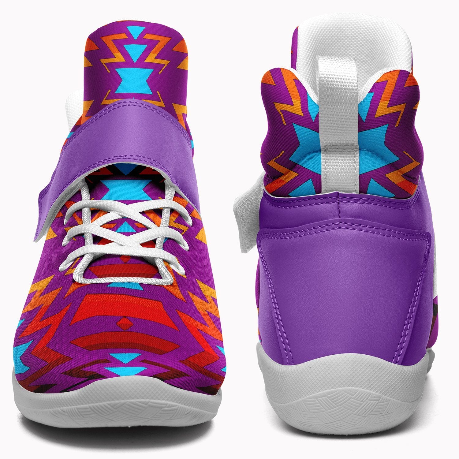Fire Colors and Turquoise Purple Ipottaa Basketball / Sport High Top Shoes 49 Dzine