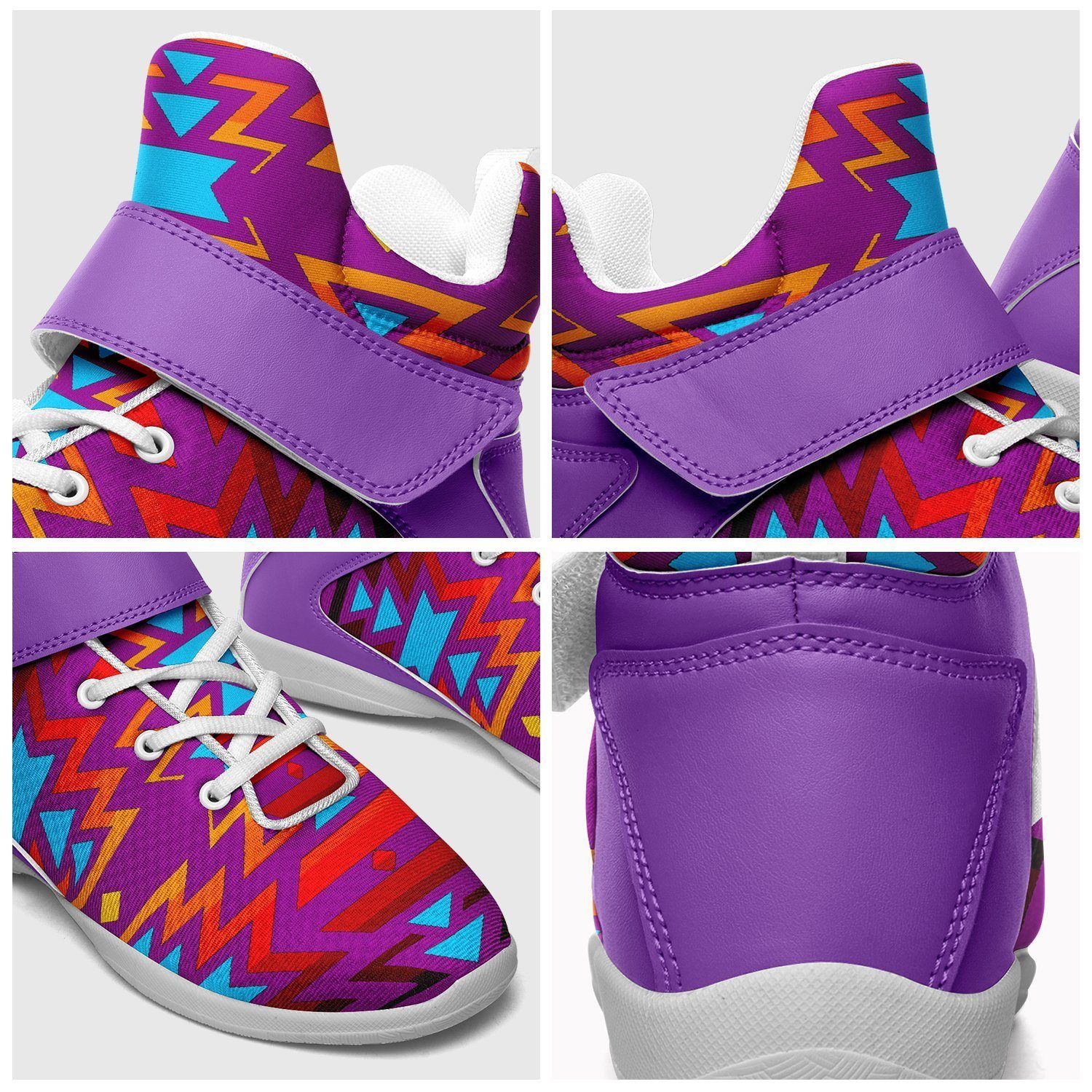 Fire Colors and Turquoise Purple Kid's Ipottaa Basketball / Sport High Top Shoes 49 Dzine