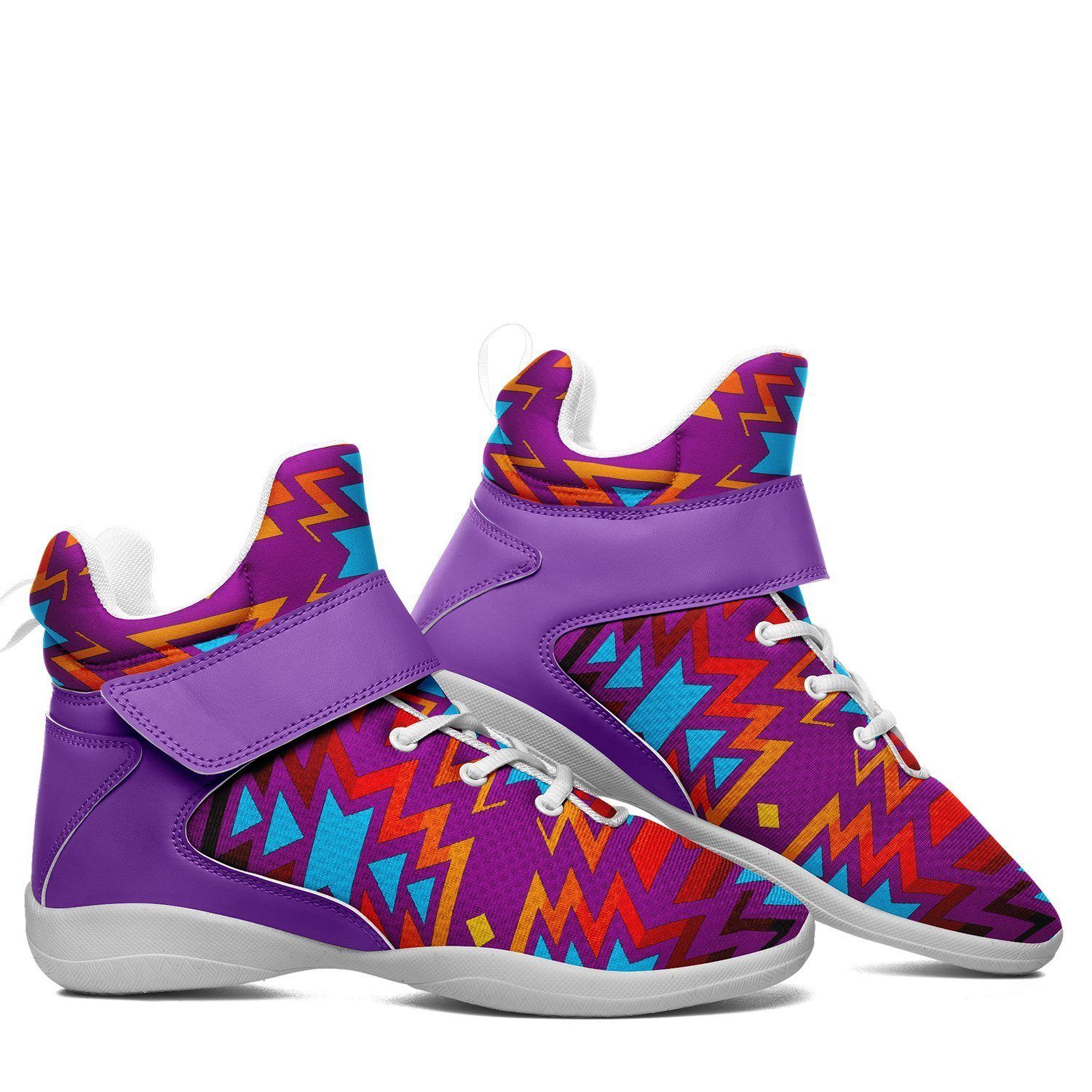 Fire Colors and Turquoise Purple Kid's Ipottaa Basketball / Sport High Top Shoes 49 Dzine