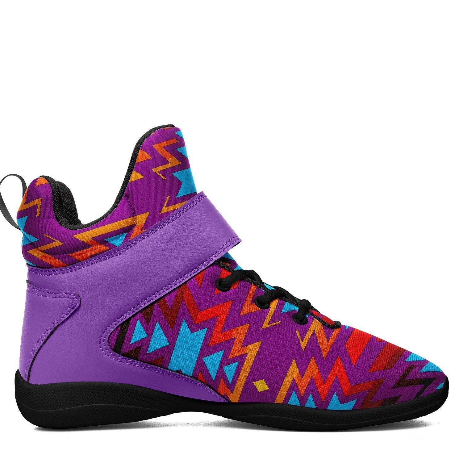 Fire Colors and Turquoise Purple Kid's Ipottaa Basketball / Sport High Top Shoes 49 Dzine