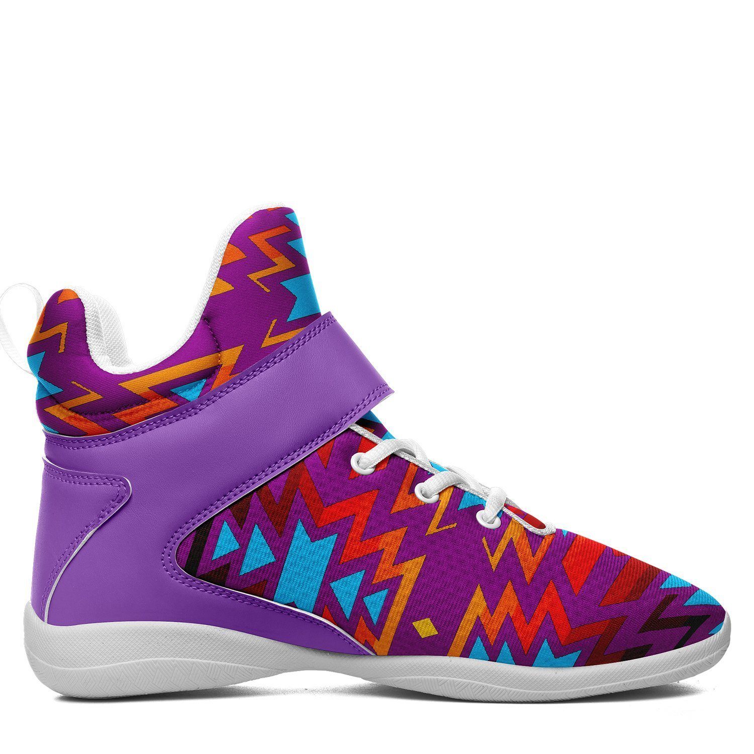 Fire Colors and Turquoise Purple Kid's Ipottaa Basketball / Sport High Top Shoes 49 Dzine