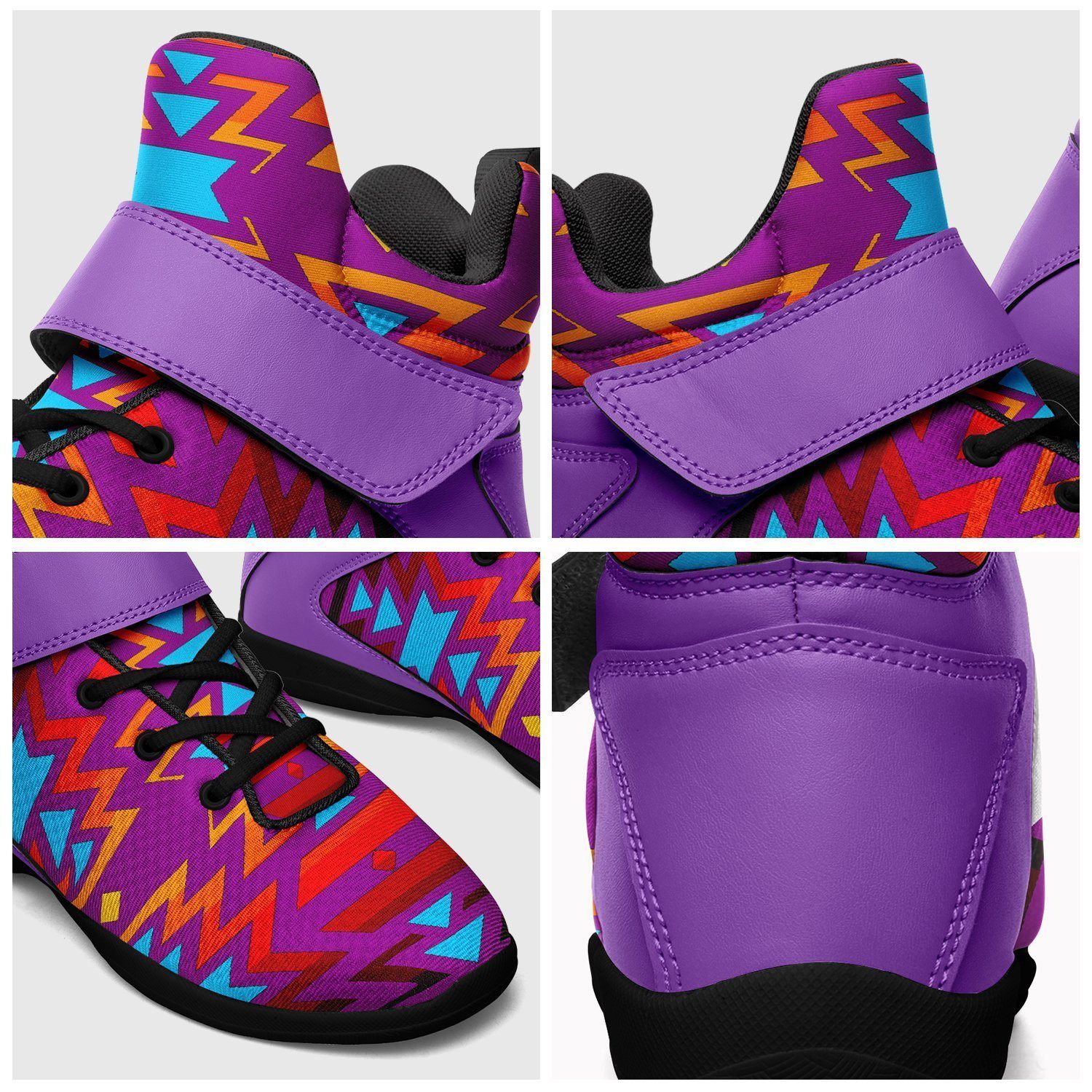 Fire Colors and Turquoise Purple Kid's Ipottaa Basketball / Sport High Top Shoes 49 Dzine