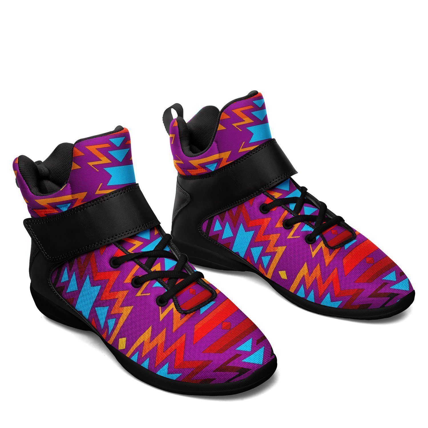 Fire Colors and Turquoise Purple Kid's Ipottaa Basketball / Sport High Top Shoes 49 Dzine