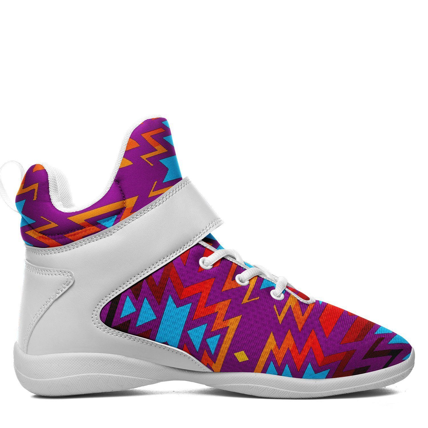 Fire Colors and Turquoise Purple Kid's Ipottaa Basketball / Sport High Top Shoes 49 Dzine