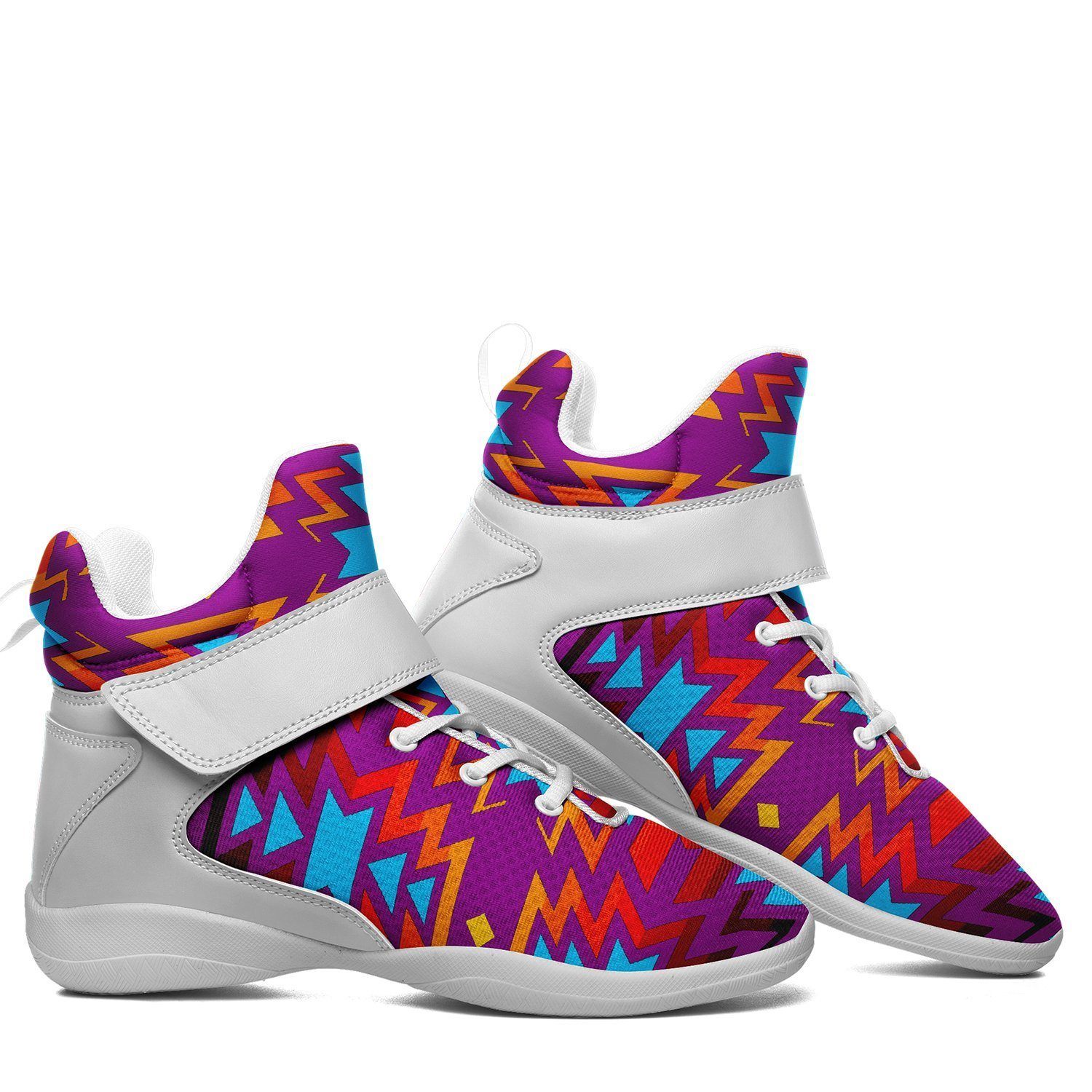 Fire Colors and Turquoise Purple Kid's Ipottaa Basketball / Sport High Top Shoes 49 Dzine