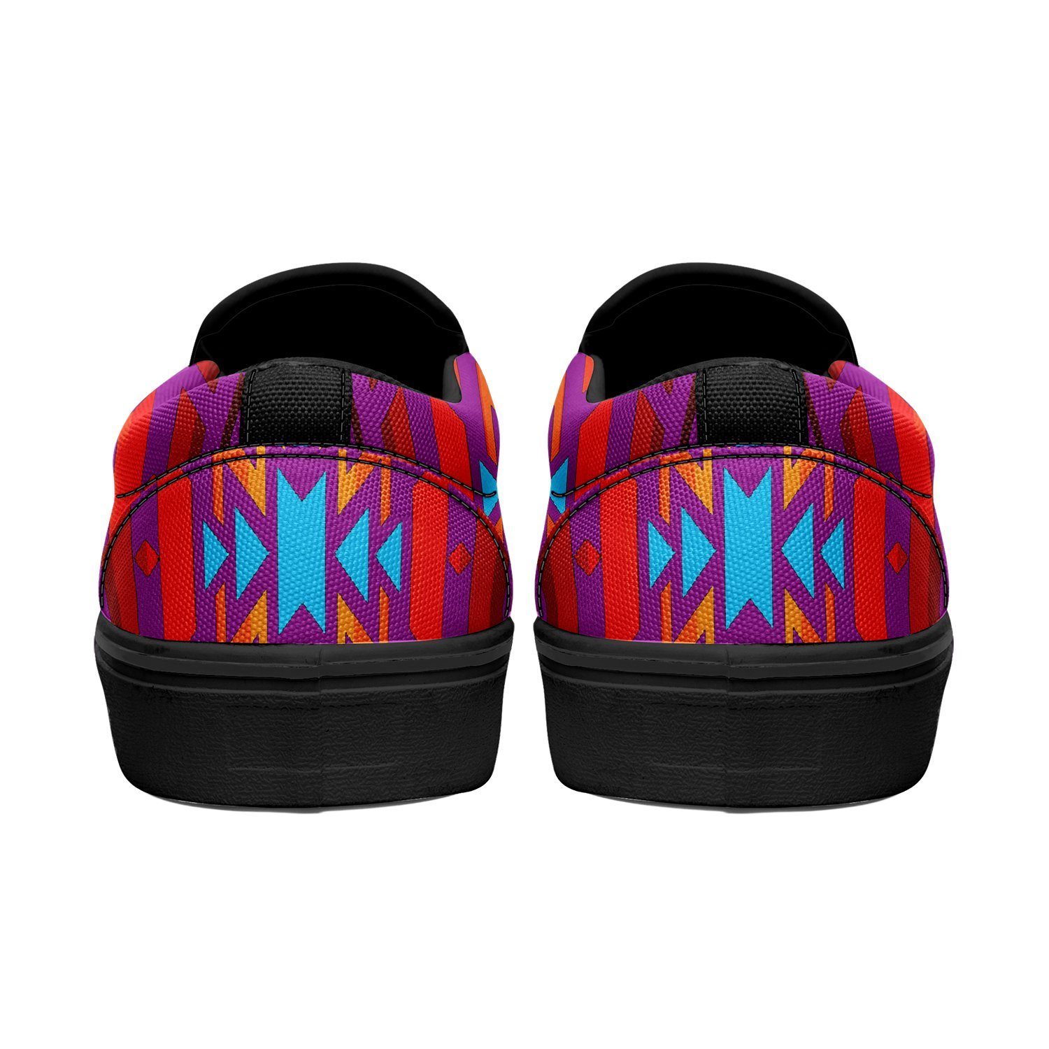 Fire Colors and Turquoise Purple Otoyimm Kid's Canvas Slip On Shoes 49 Dzine