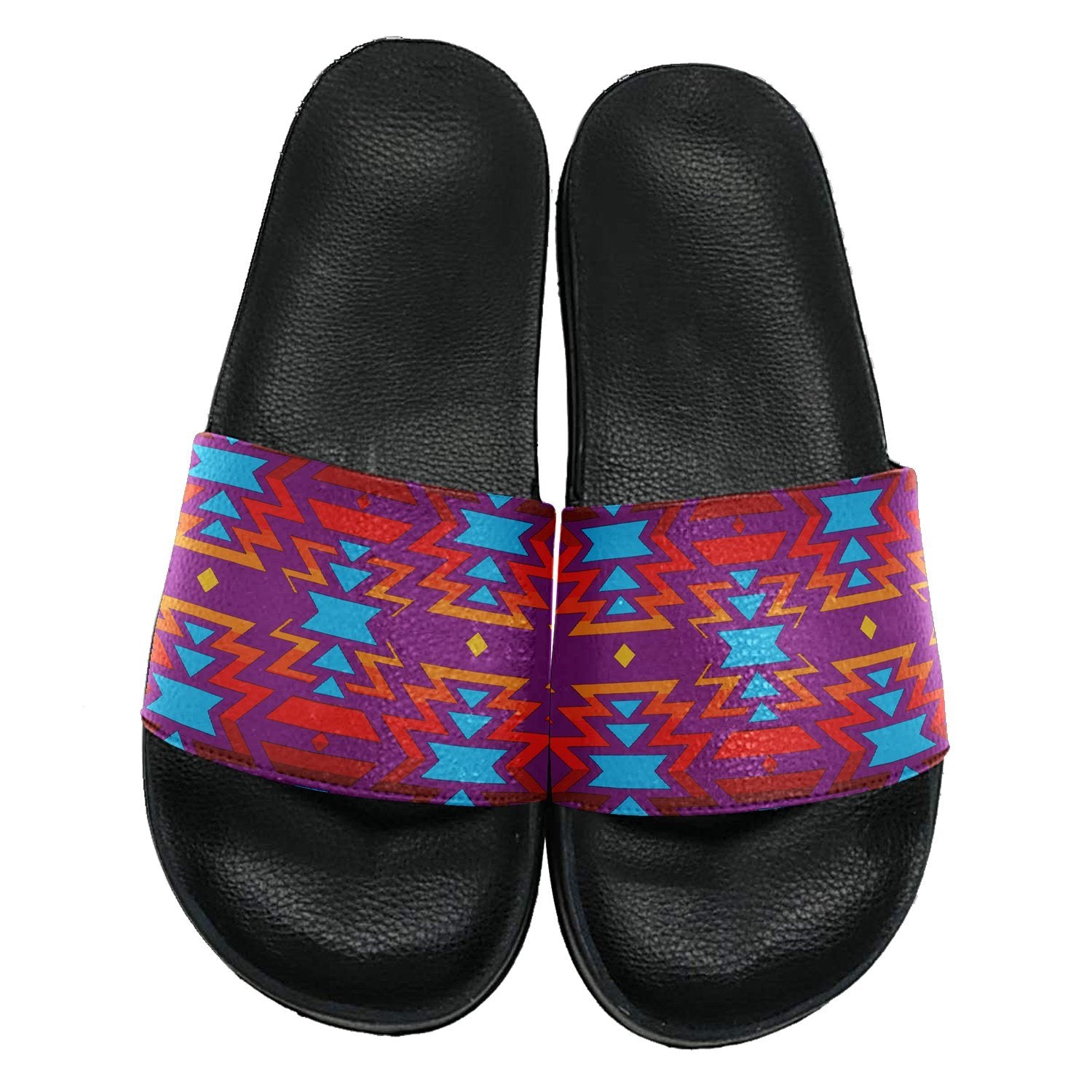 Fire Colors and Turquoise Purple Slide Sandals 49 Dzine