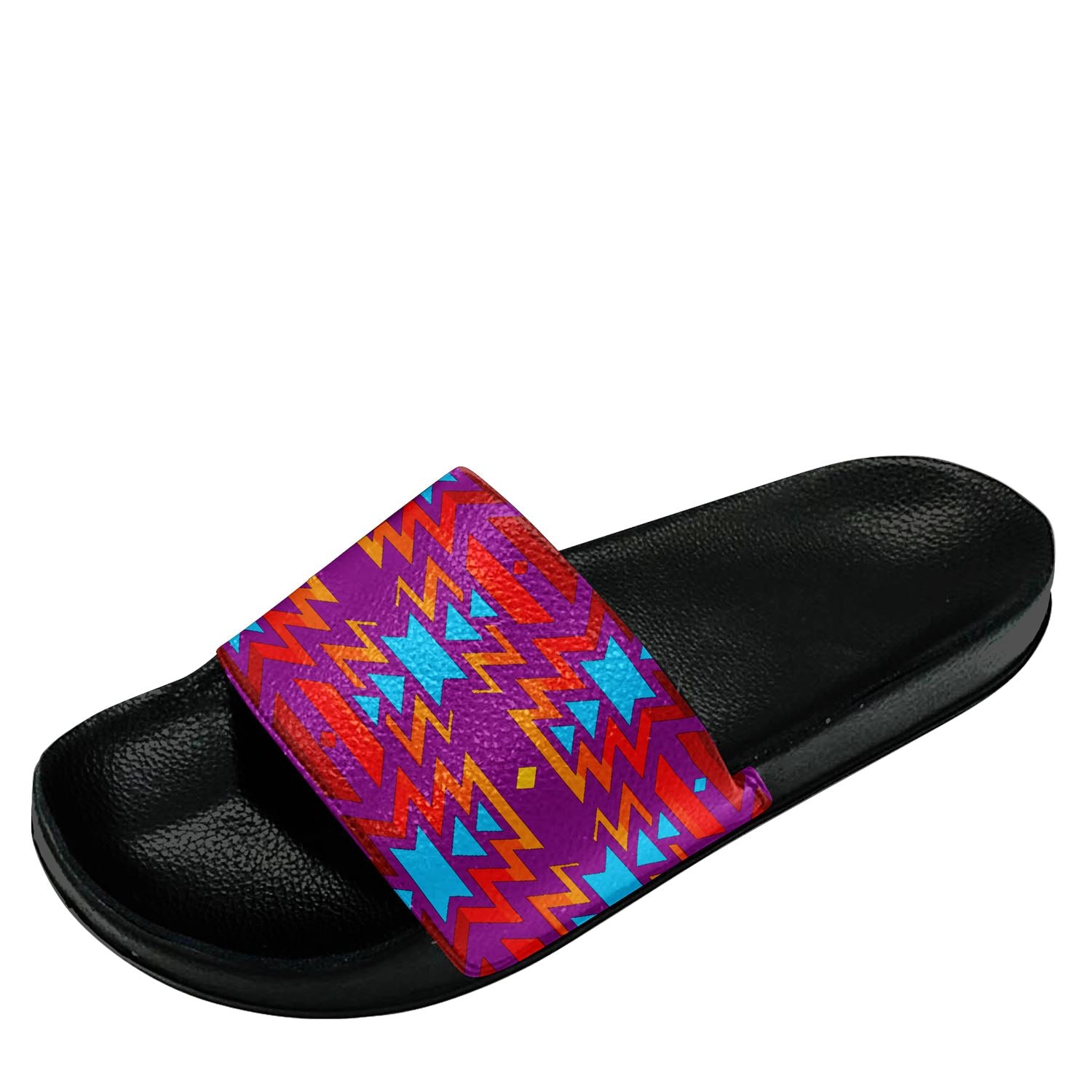 Fire Colors and Turquoise Purple Slide Sandals 49 Dzine