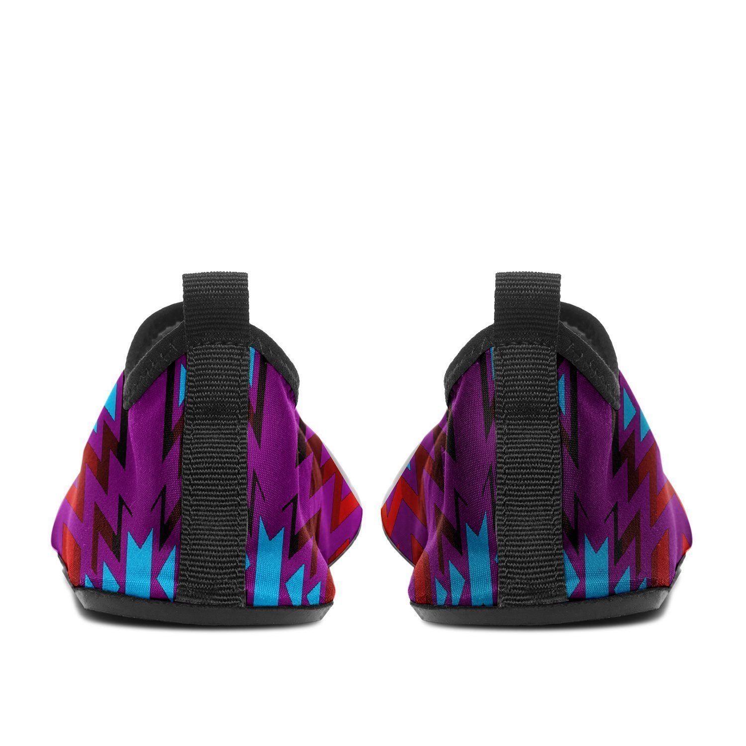 Fire Colors and Turquoise Purple Sockamoccs Kid's Slip On Shoes 49 Dzine