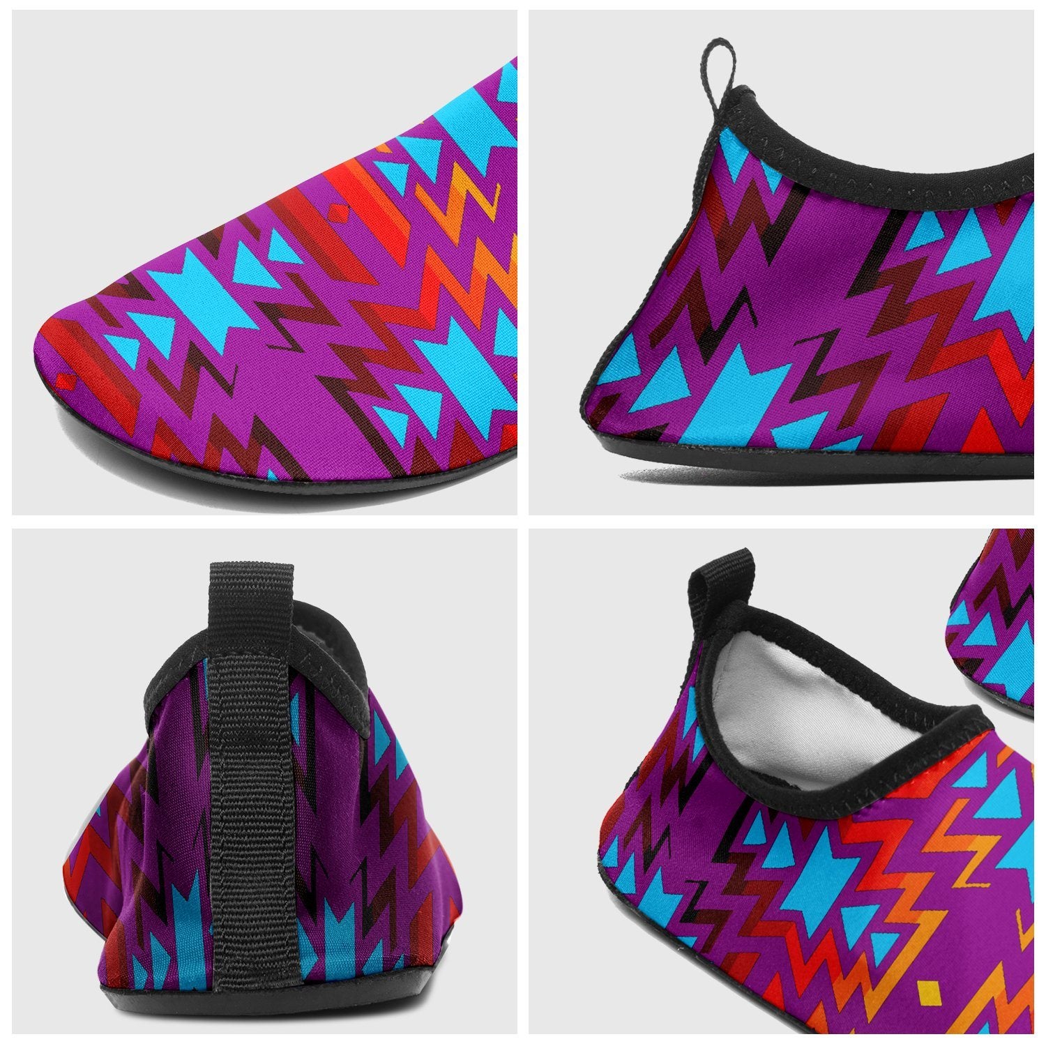 Fire Colors and Turquoise Purple Sockamoccs Slip On Shoes 49 Dzine