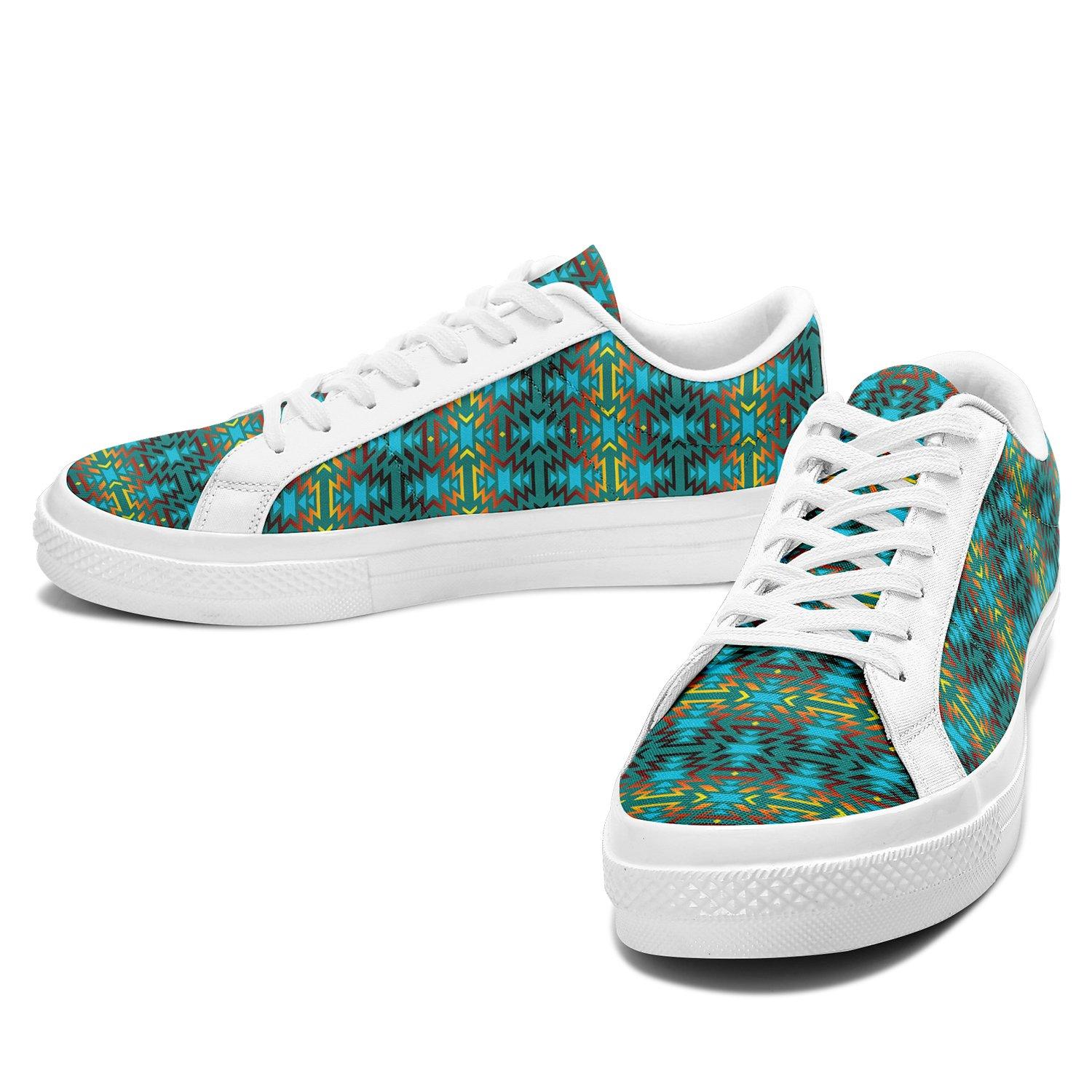 Fire Colors and Turquoise Teal Aapisi Low Top Canvas Shoes White Sole 49 Dzine