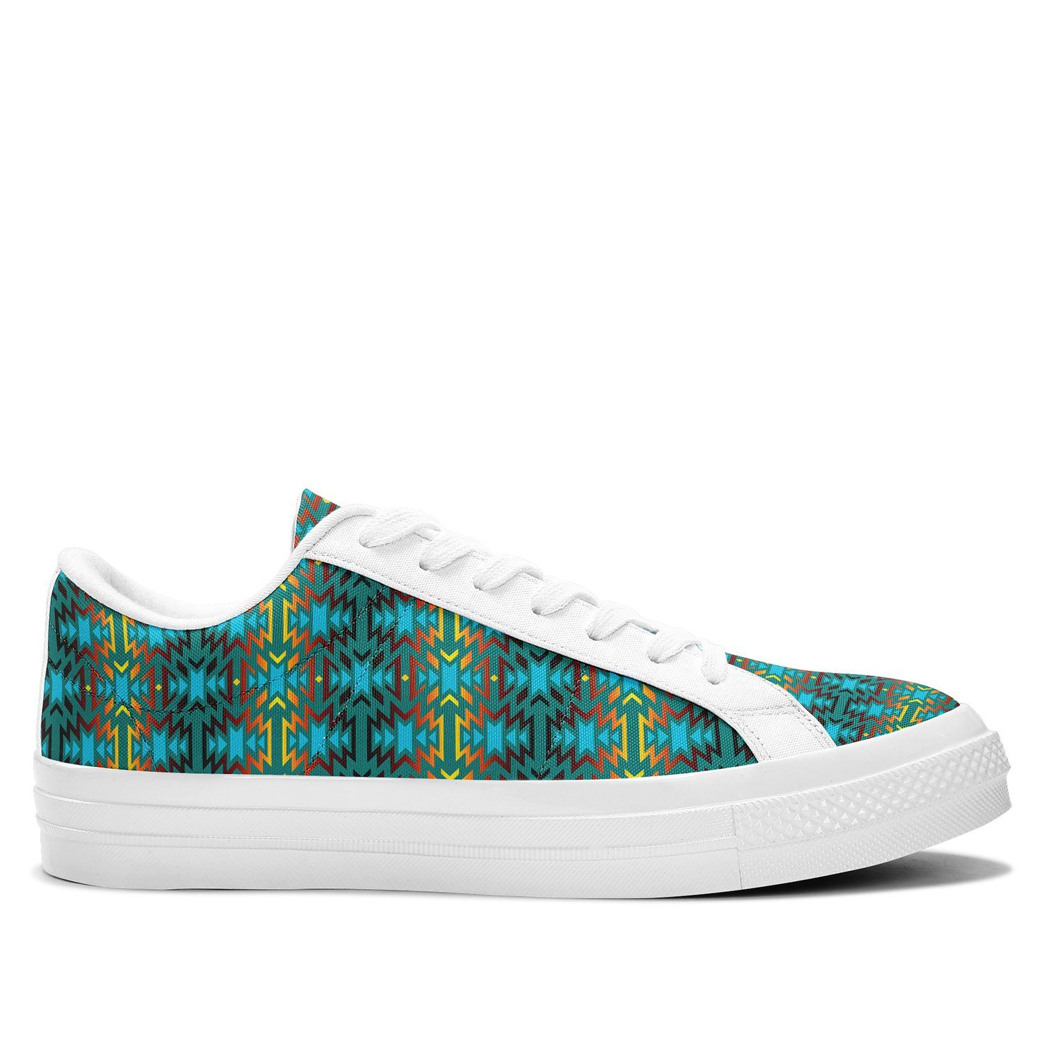 Fire Colors and Turquoise Teal Aapisi Low Top Canvas Shoes White Sole 49 Dzine