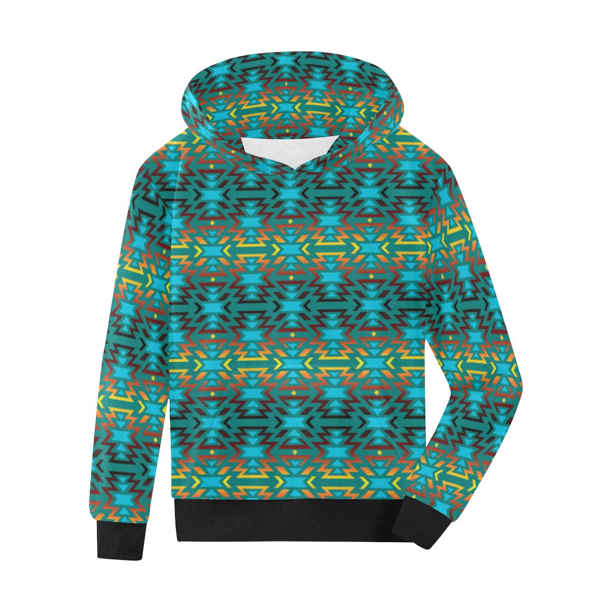 Fire Colors and Turquoise Teal Kids' All Over Print Hoodie (Model H38) Kids' AOP Hoodie (H38) e-joyer