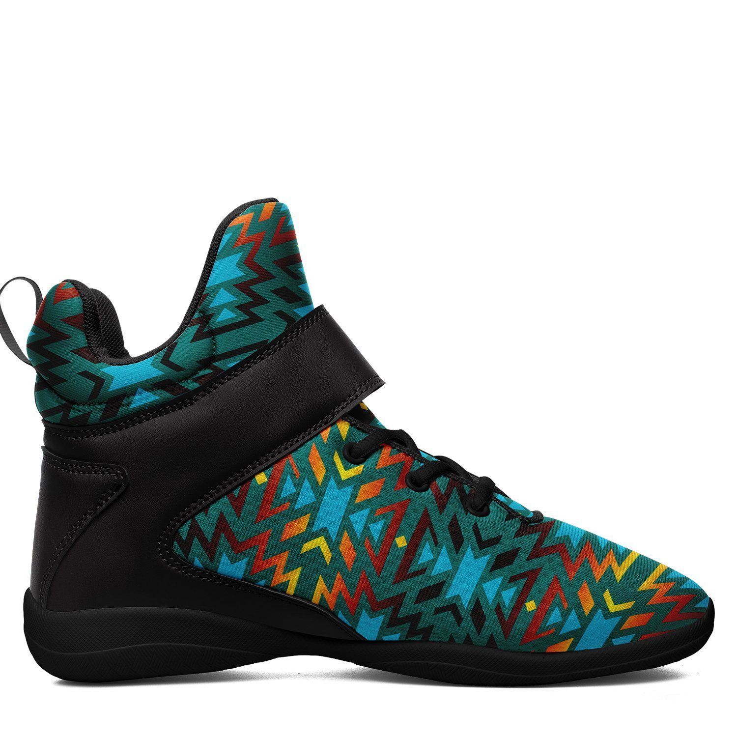 Fire Colors and Turquoise Teal Kid's Ipottaa Basketball / Sport High Top Shoes 49 Dzine