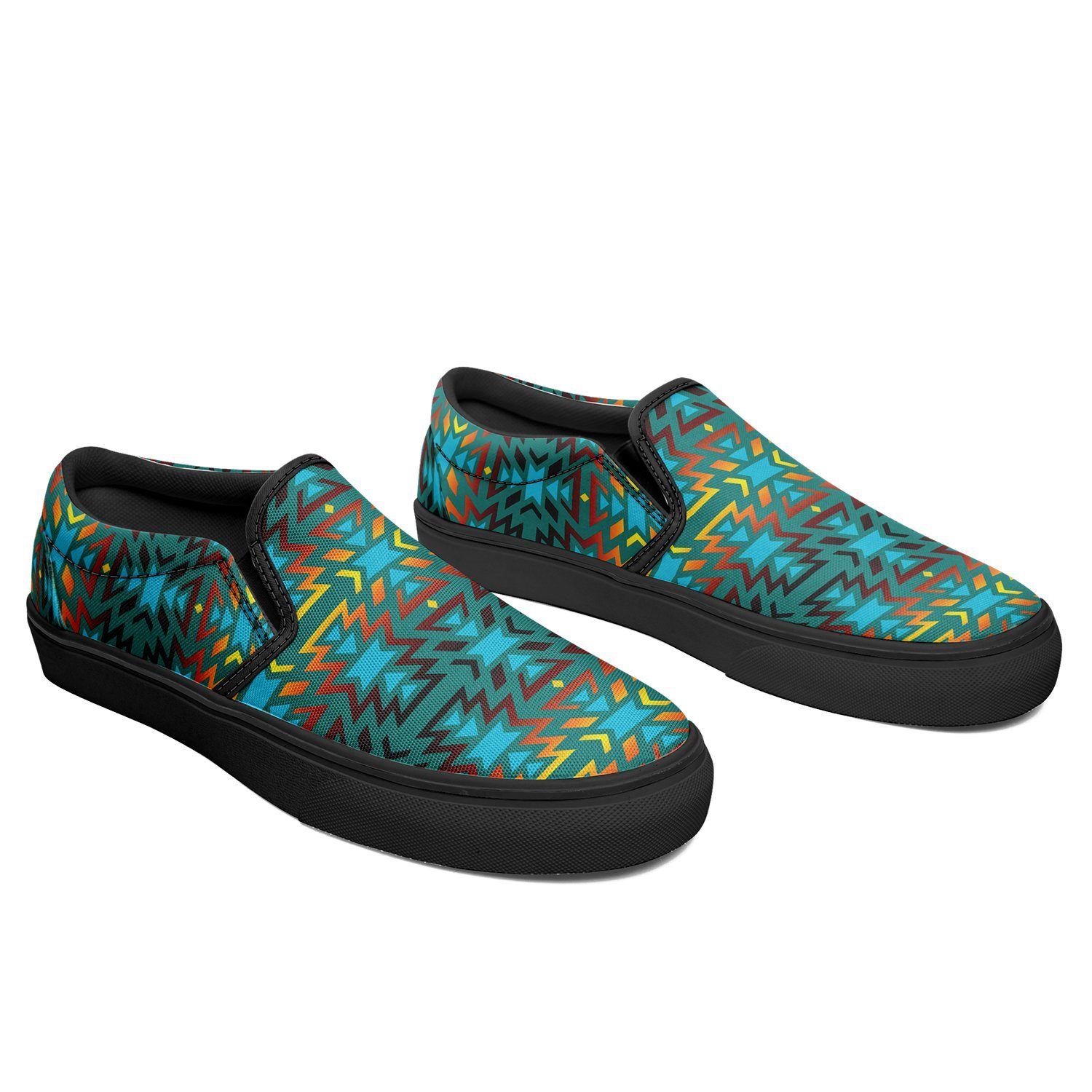 Fire Colors and Turquoise Teal Otoyimm Kid's Canvas Slip On Shoes 49 Dzine