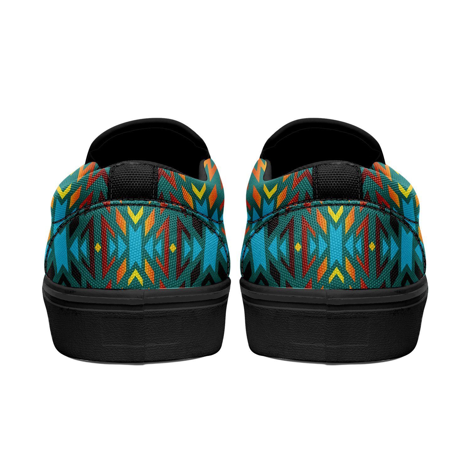 Fire Colors and Turquoise Teal Otoyimm Kid's Canvas Slip On Shoes 49 Dzine