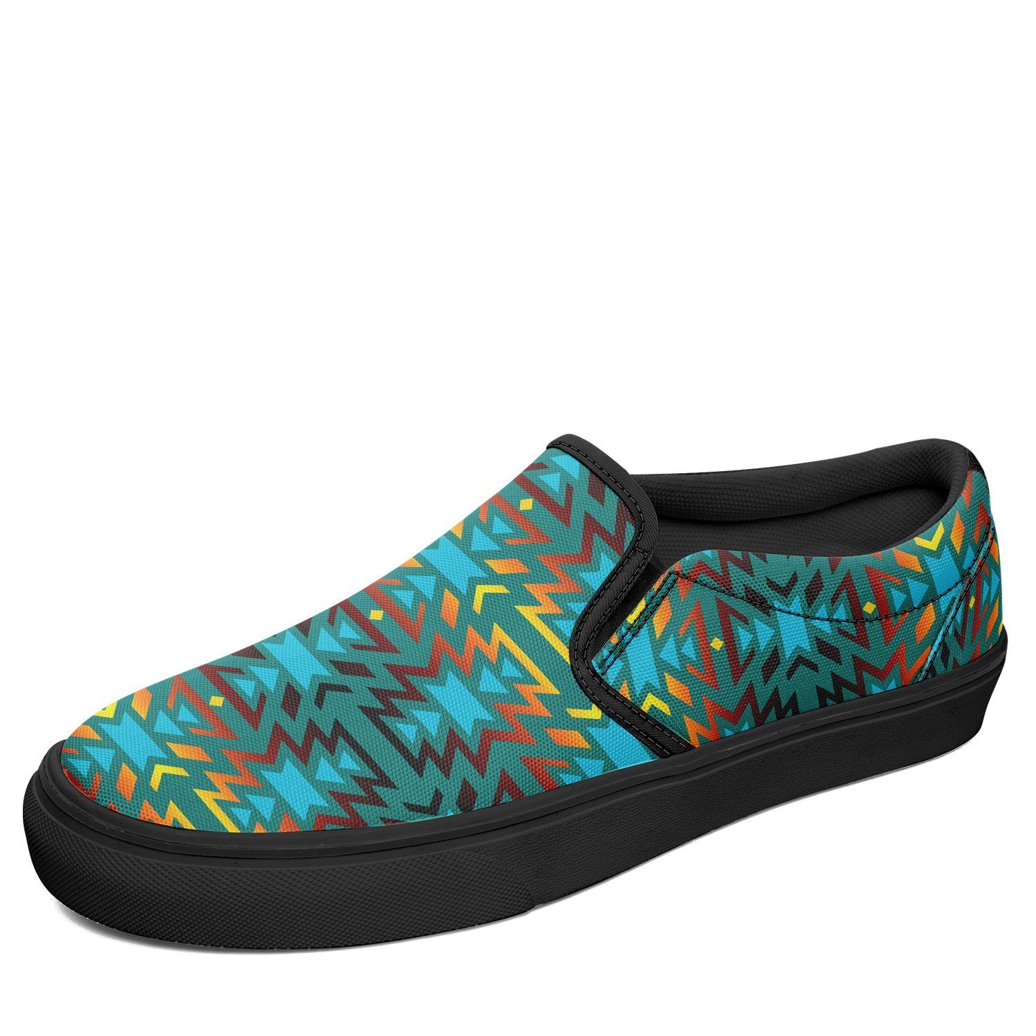 Fire Colors and Turquoise Teal Otoyimm Kid's Canvas Slip On Shoes 49 Dzine US Youth 1 / EUR 32 Black Sole