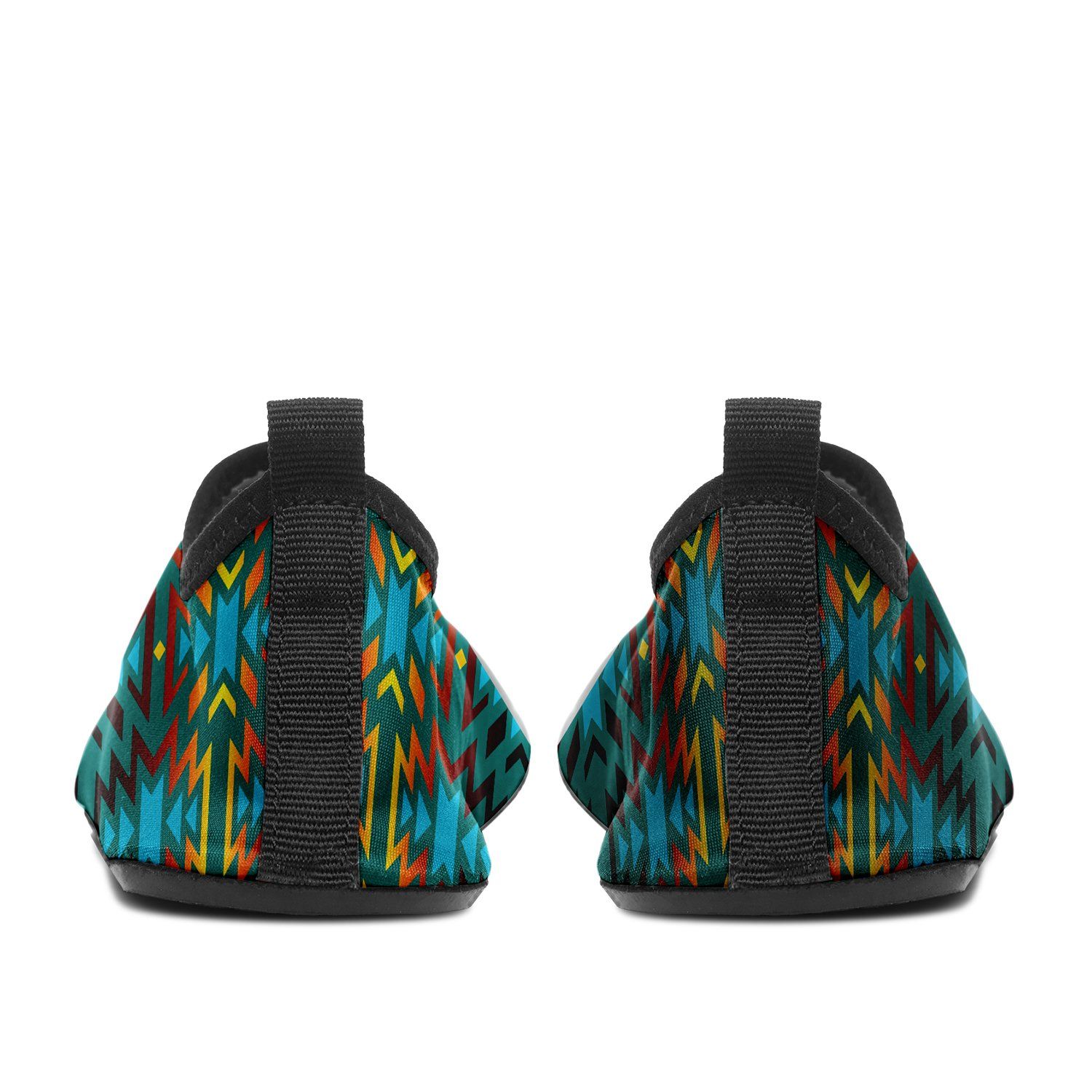Fire Colors and Turquoise Teal Sockamoccs Slip On Shoes 49 Dzine