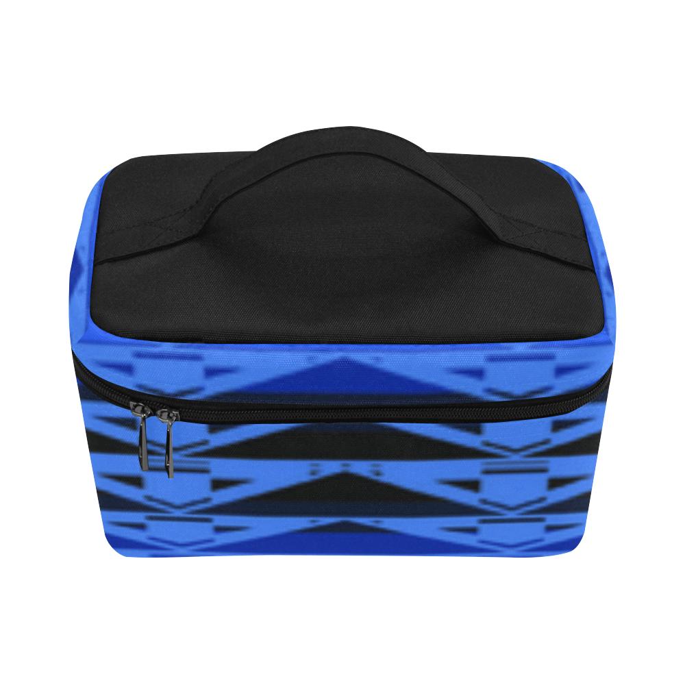 Fire Rattler Blue Cosmetic Bag/Large (Model 1658) Cosmetic Bag e-joyer