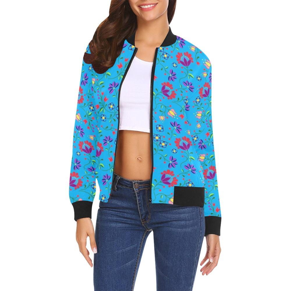 Fleur Indigine Ciel All Over Print Bomber Jacket for Women (Model H19) All Over Print Bomber Jacket for Women (H19) e-joyer