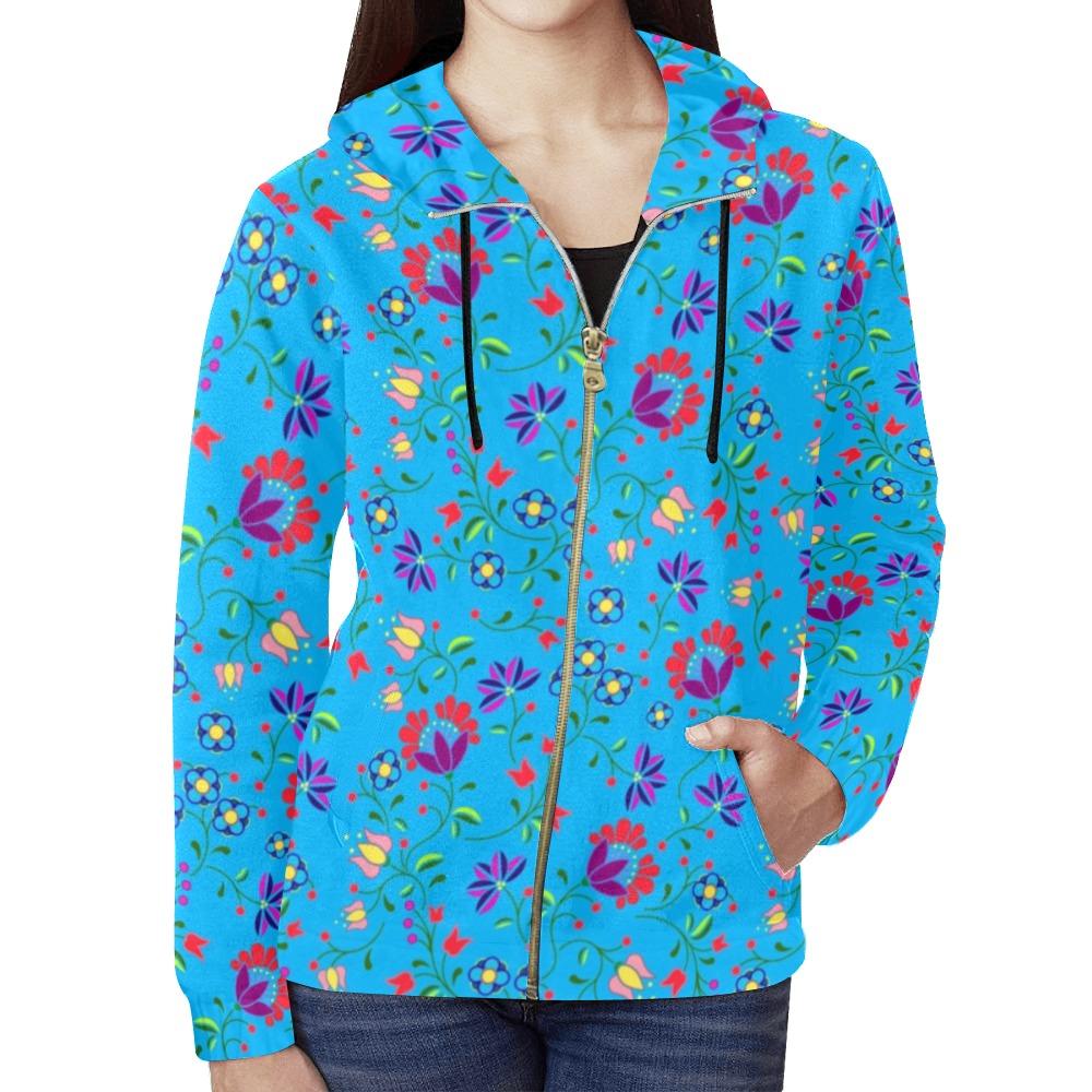 Fleur Indigine Ciel All Over Print Full Zip Hoodie for Women (Model H14) All Over Print Full Zip Hoodie for Women (H14) e-joyer
