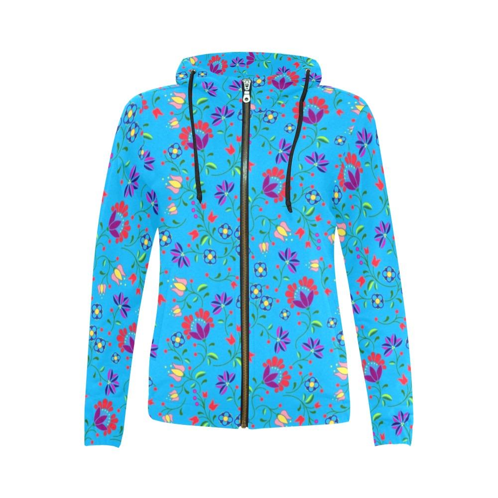 Fleur Indigine Ciel All Over Print Full Zip Hoodie for Women (Model H14) All Over Print Full Zip Hoodie for Women (H14) e-joyer
