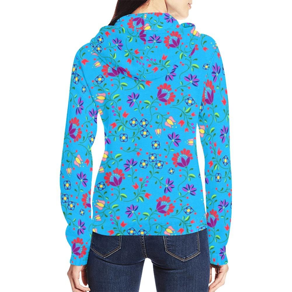 Fleur Indigine Ciel All Over Print Full Zip Hoodie for Women (Model H14) All Over Print Full Zip Hoodie for Women (H14) e-joyer