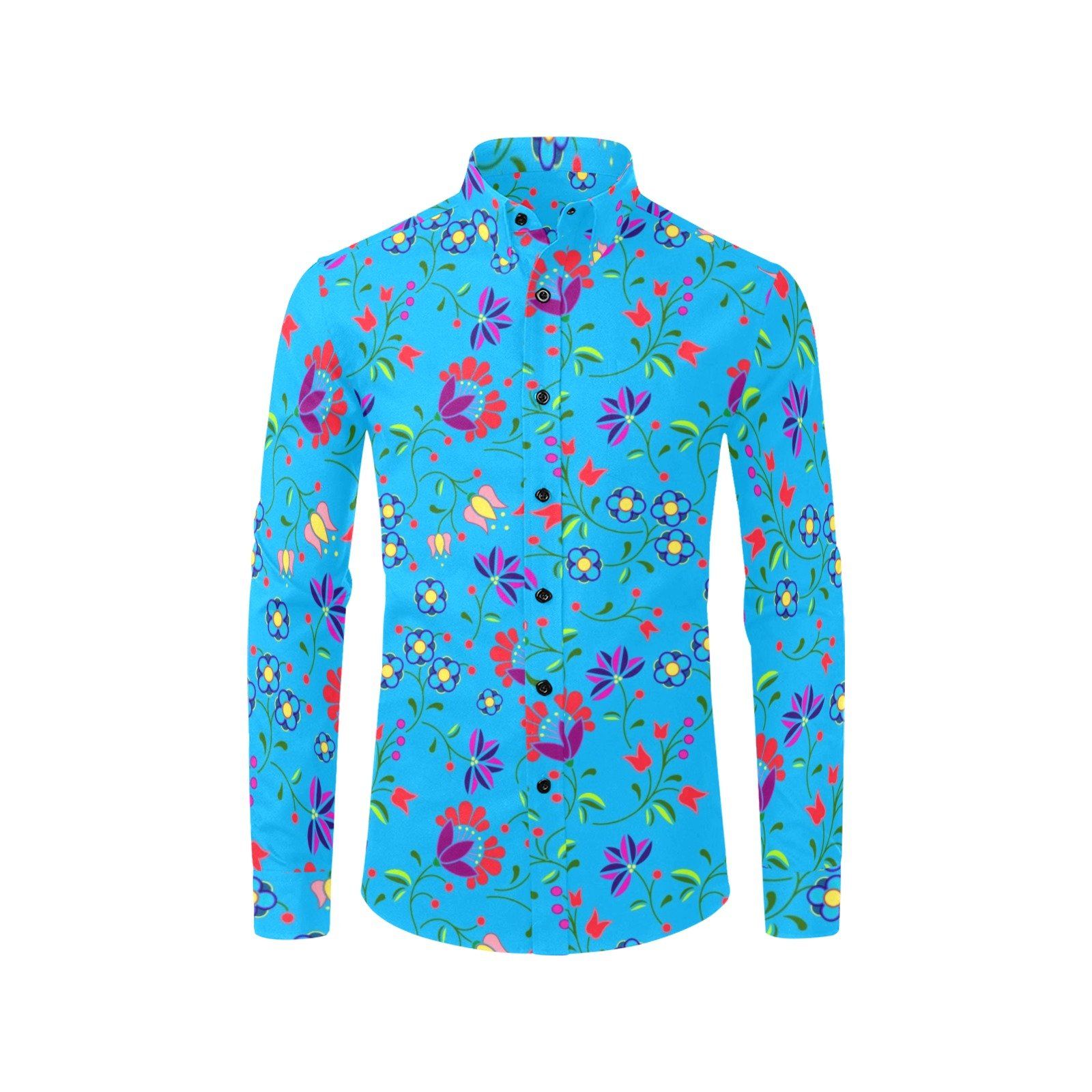 Fleur Indigine Ciel Men's All Over Print Casual Dress Shirt (Model T61) Men's Dress Shirt (T61) e-joyer