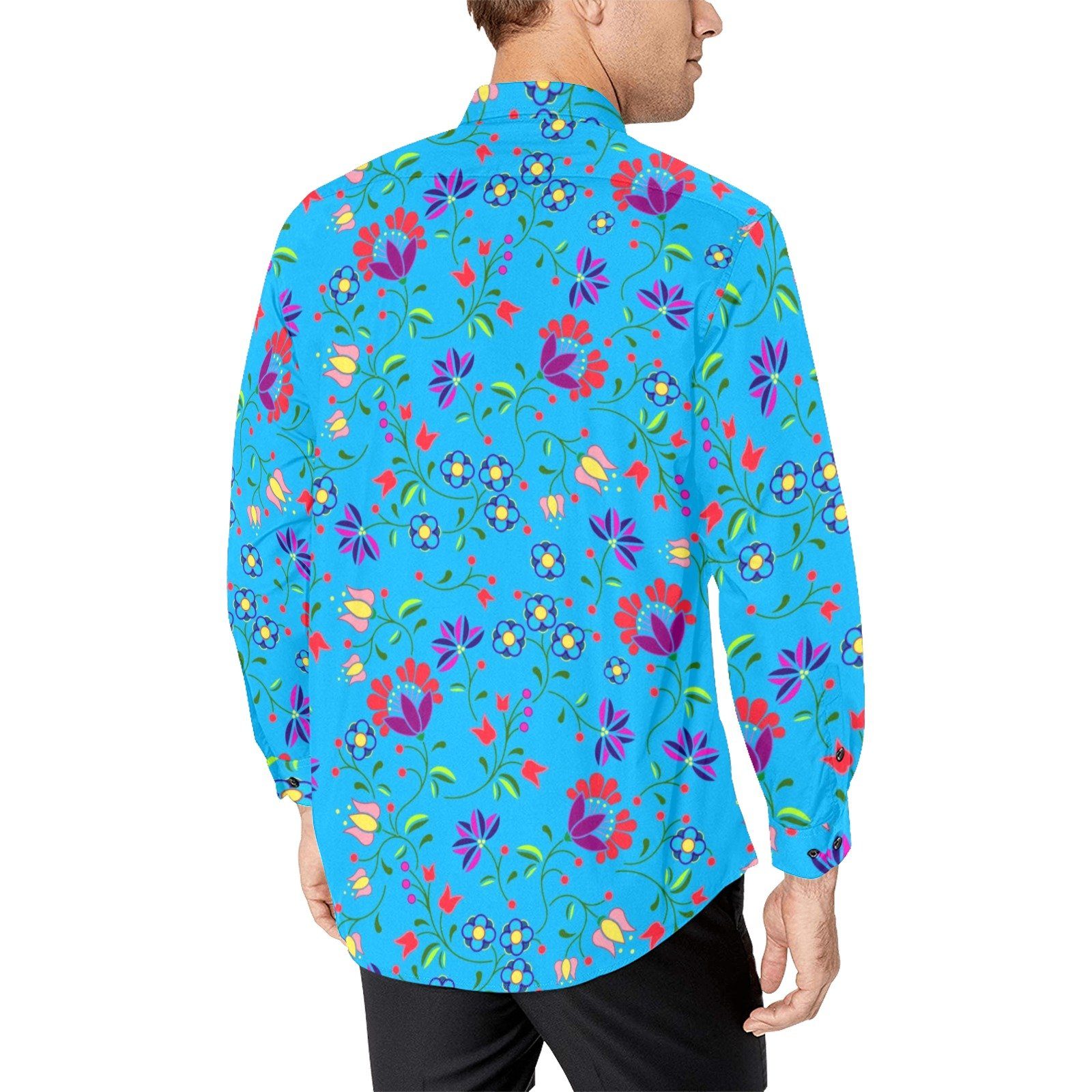 Fleur Indigine Ciel Men's All Over Print Casual Dress Shirt (Model T61) Men's Dress Shirt (T61) e-joyer