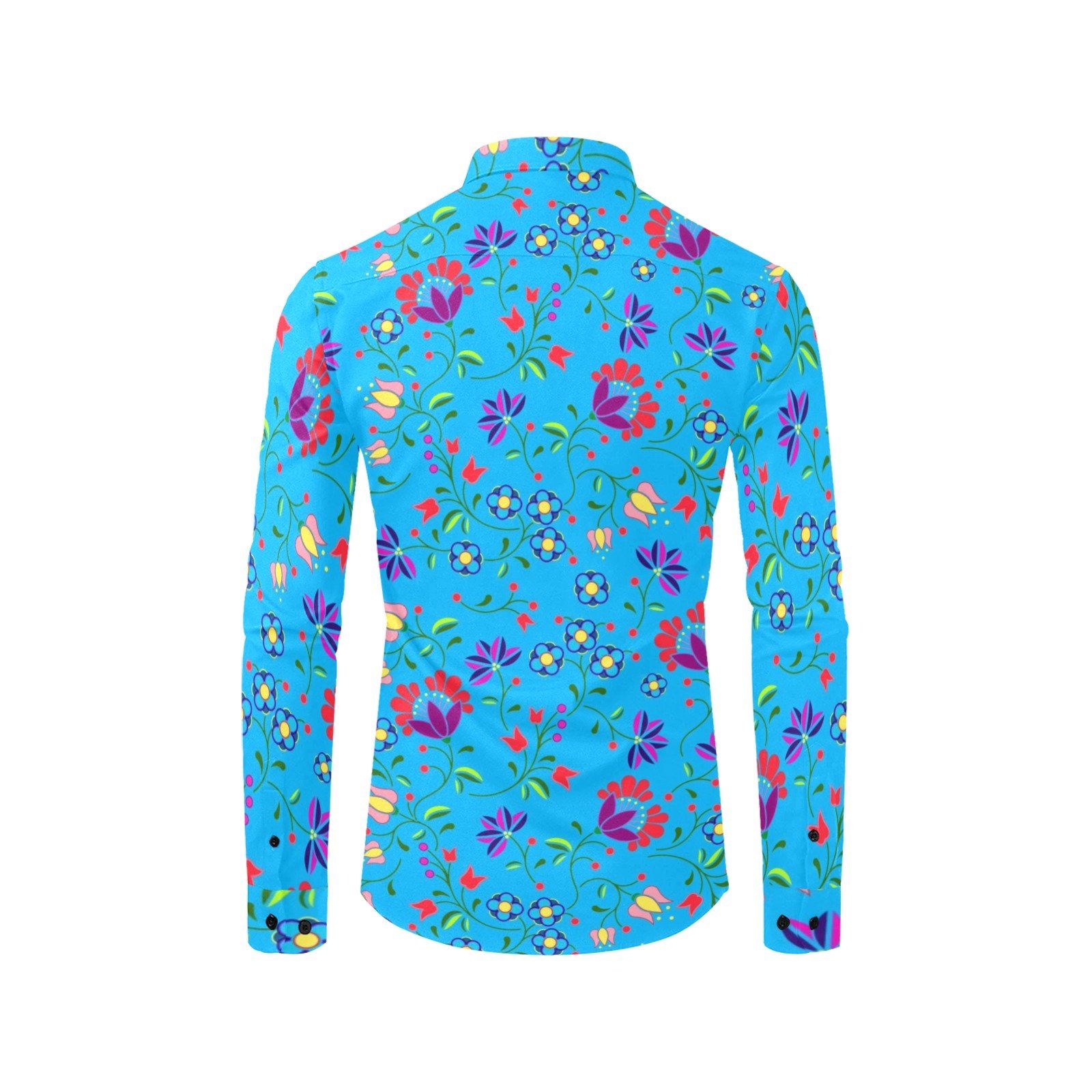 Fleur Indigine Ciel Men's All Over Print Casual Dress Shirt (Model T61) Men's Dress Shirt (T61) e-joyer