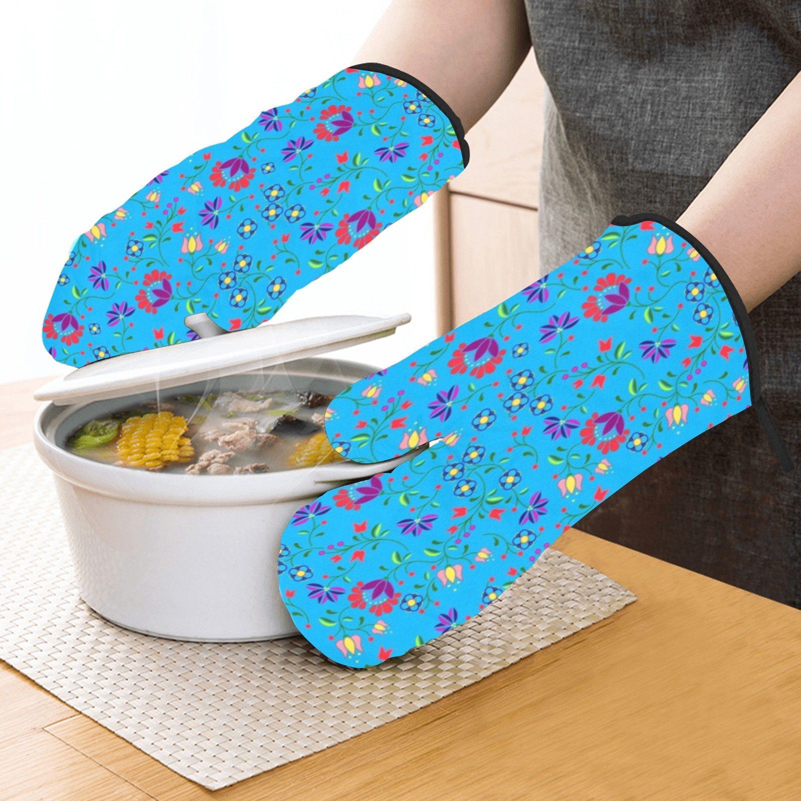 Fleur Indigine Ciel Oven Mitt & Pot Holder Oven Mitt & Pot Holder e-joyer