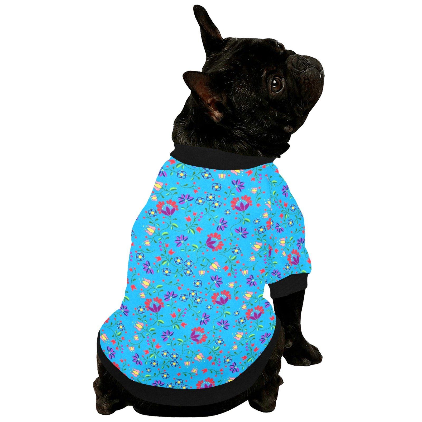 Fleur Indigine Ciel Pet Dog Round Neck Shirt Pet Dog Round Neck Shirt e-joyer