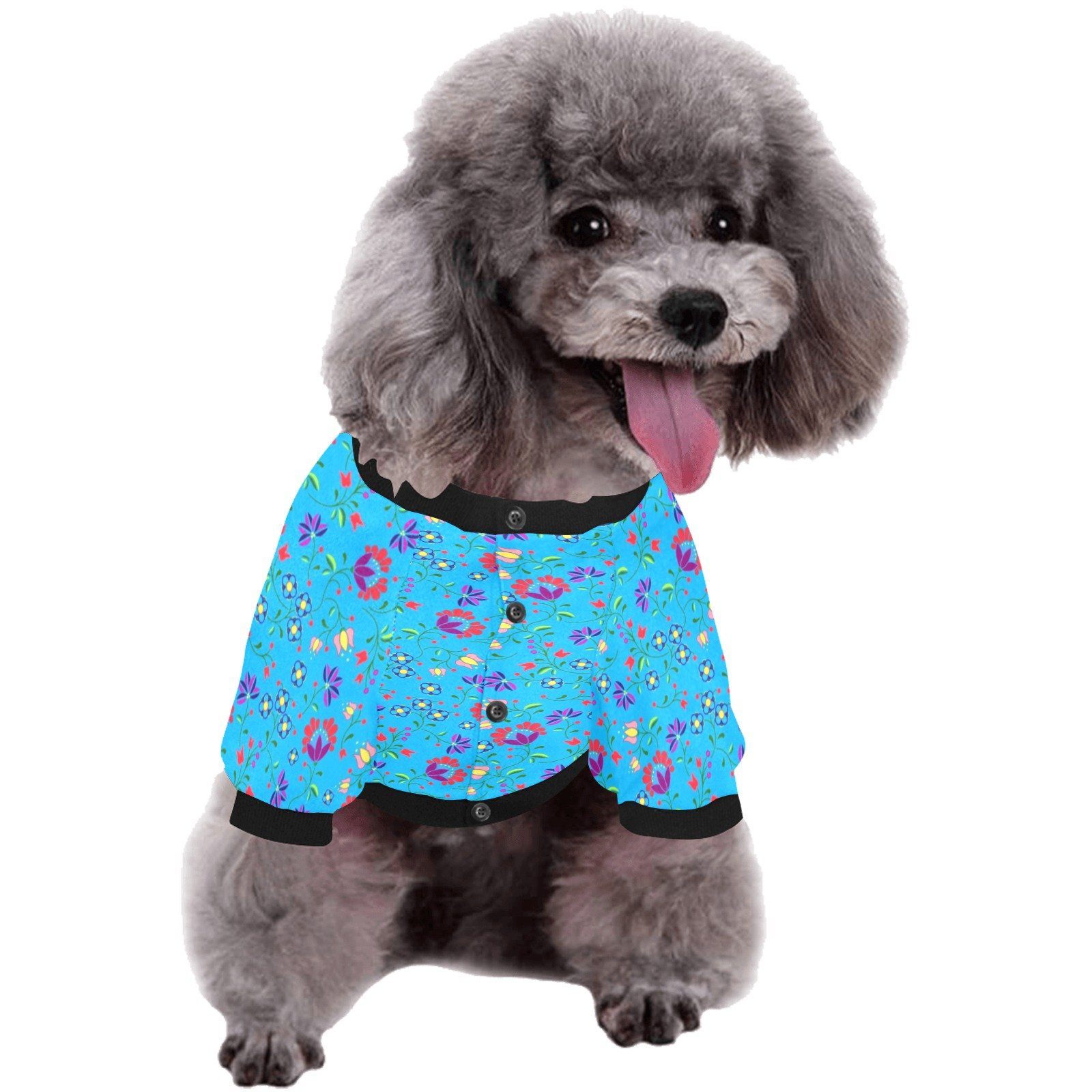 Fleur Indigine Ciel Pet Dog Round Neck Shirt Pet Dog Round Neck Shirt e-joyer