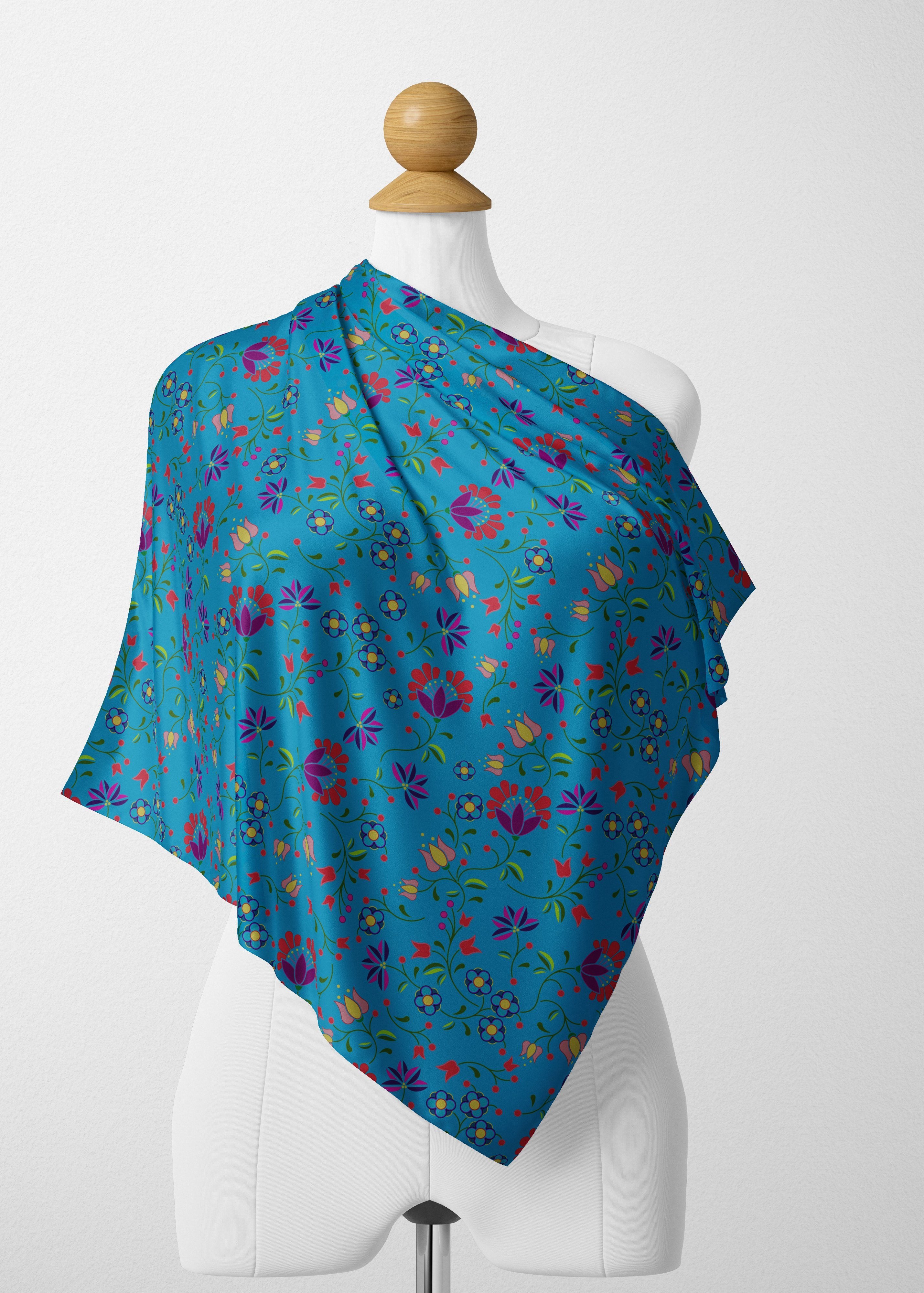 Fleur Indigine Ciel Satin Shawl Scarf 49 Dzine