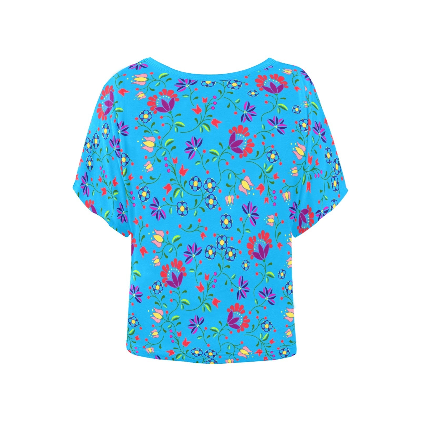 Fleur Indigine Ciel Women's Batwing-Sleeved Blouse T shirt (Model T44) Women's Batwing-Sleeved Blouse T shirt (T44) e-joyer