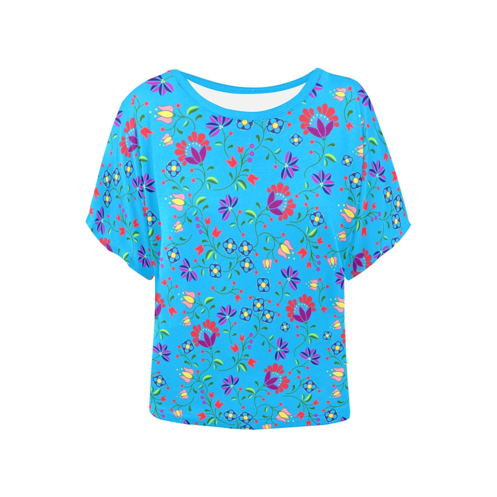 Fleur Indigine Ciel Women's Batwing-Sleeved Blouse T shirt (Model T44) Women's Batwing-Sleeved Blouse T shirt (T44) e-joyer