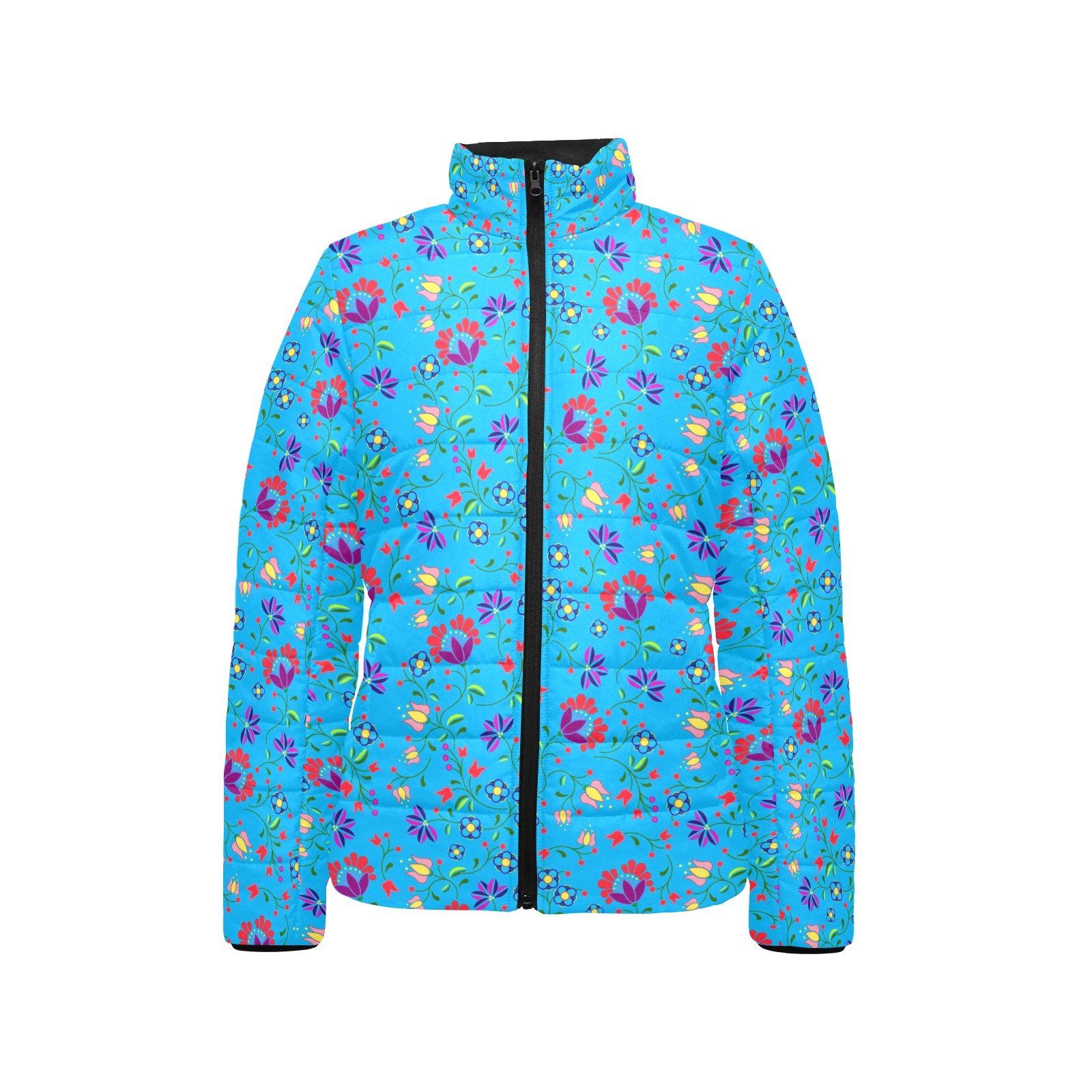 Fleur Indigine Ciel Women's Stand Collar Padded Jacket (Model H41) jacket e-joyer