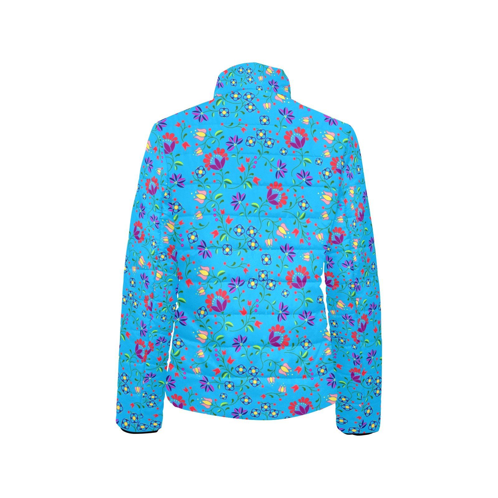 Fleur Indigine Ciel Women's Stand Collar Padded Jacket (Model H41) jacket e-joyer