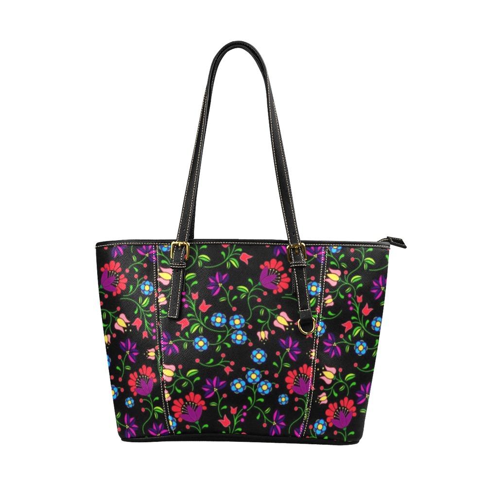 Fleur Indigine Leather Tote Bag/Large (Model 1640) Leather Tote Bag (1640) e-joyer