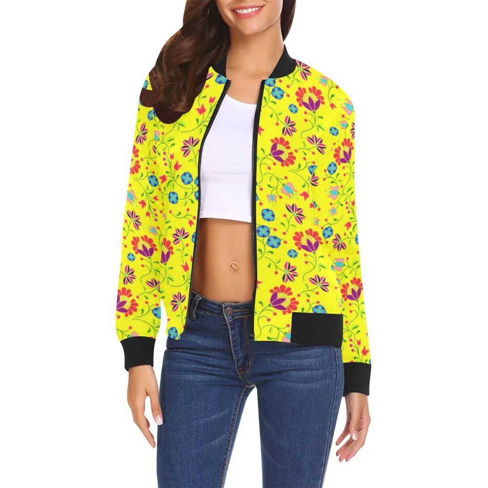 Fleur Indigine Mais All Over Print Bomber Jacket for Women (Model H19) All Over Print Bomber Jacket for Women (H19) e-joyer