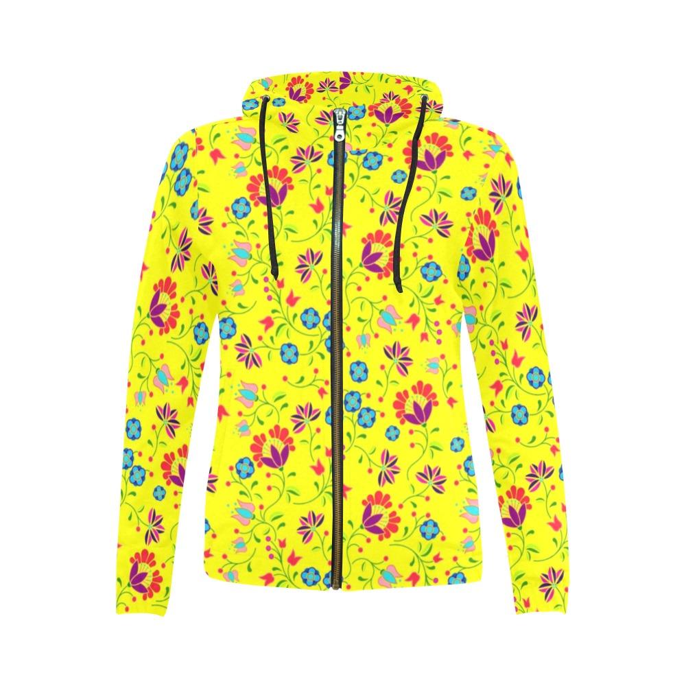 Fleur Indigine Mais All Over Print Full Zip Hoodie for Women (Model H14) All Over Print Full Zip Hoodie for Women (H14) e-joyer