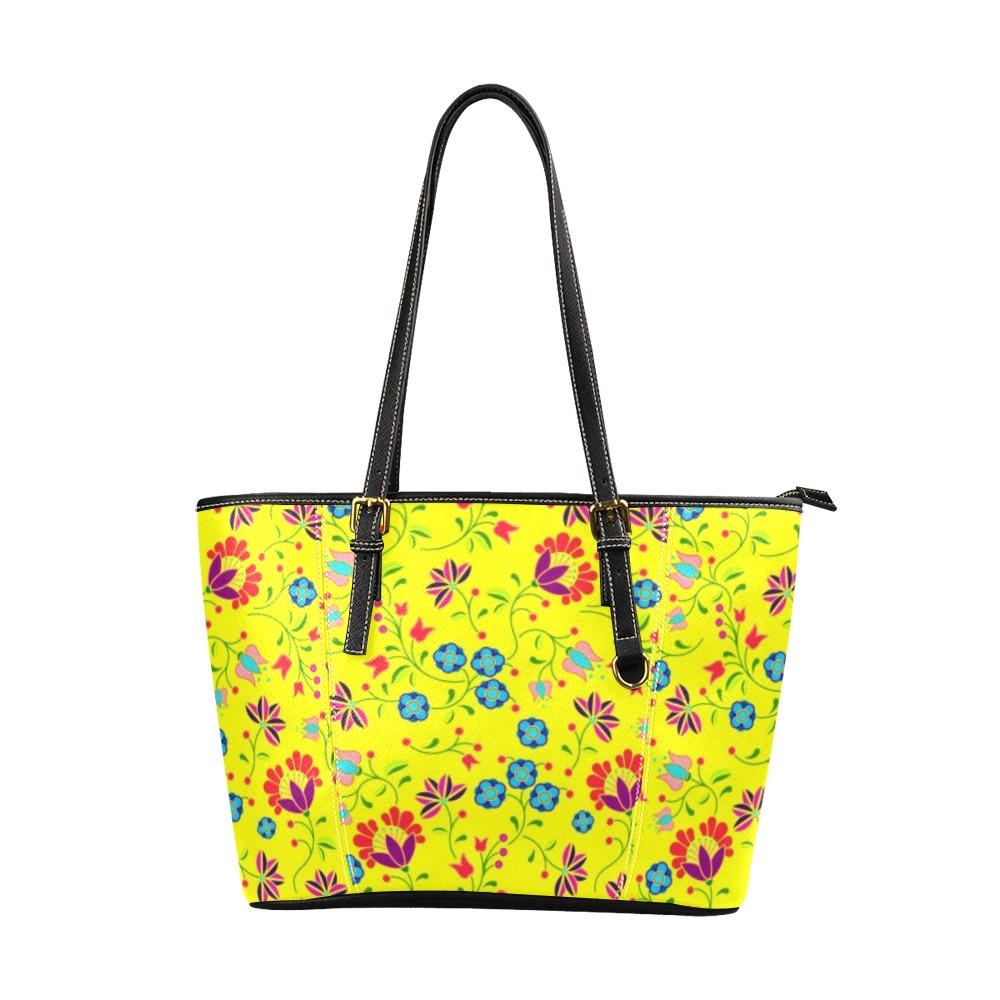 Fleur Indigine Mais Leather Tote Bag/Large (Model 1640) Leather Tote Bag (1640) e-joyer