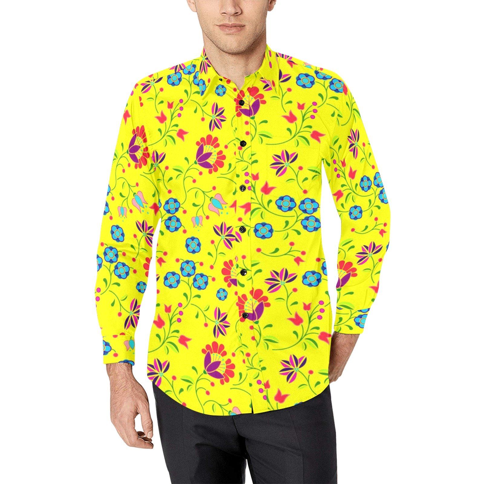 Fleur Indigine Mais Men's All Over Print Casual Dress Shirt (Model T61) Men's Dress Shirt (T61) e-joyer