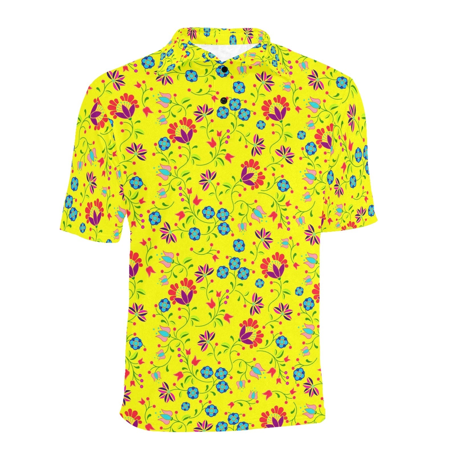 Fleur Indigine Mais Men's All Over Print Polo Shirt (Model T55) Men's Polo Shirt (Model T55) e-joyer